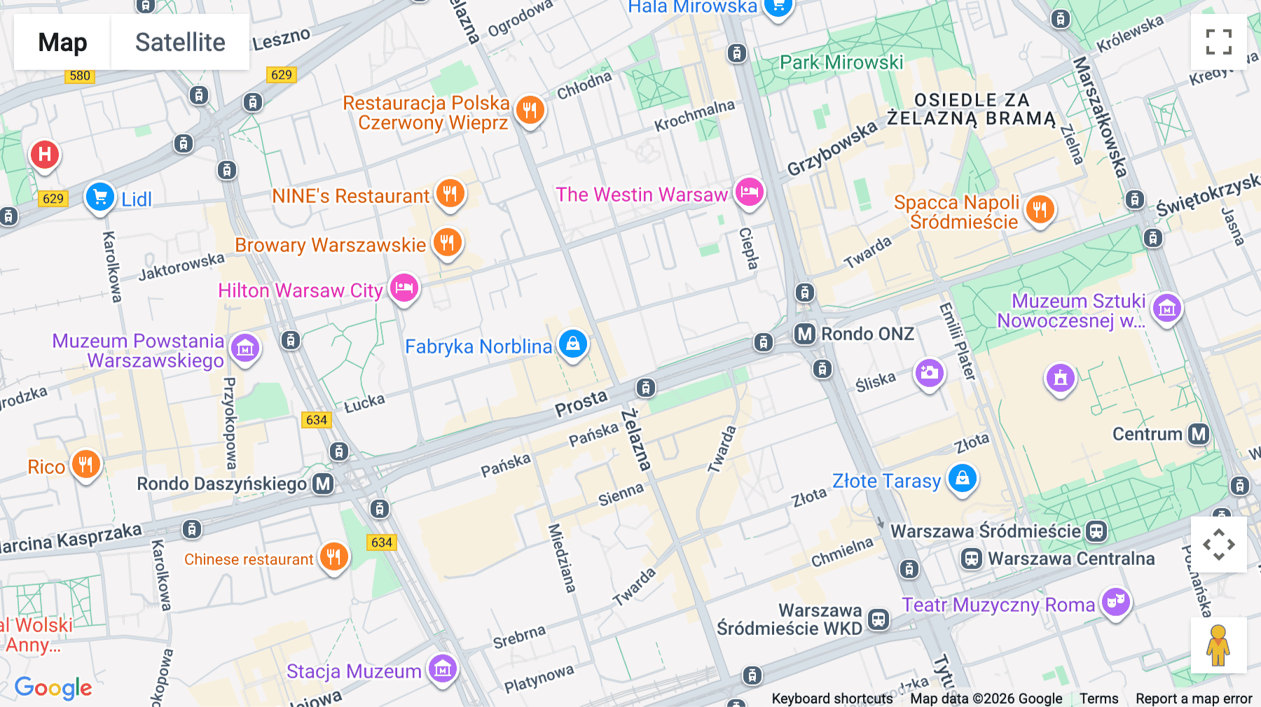 Click for interative map of Mennica Legacy Tower, Prosta 20, Warsaw