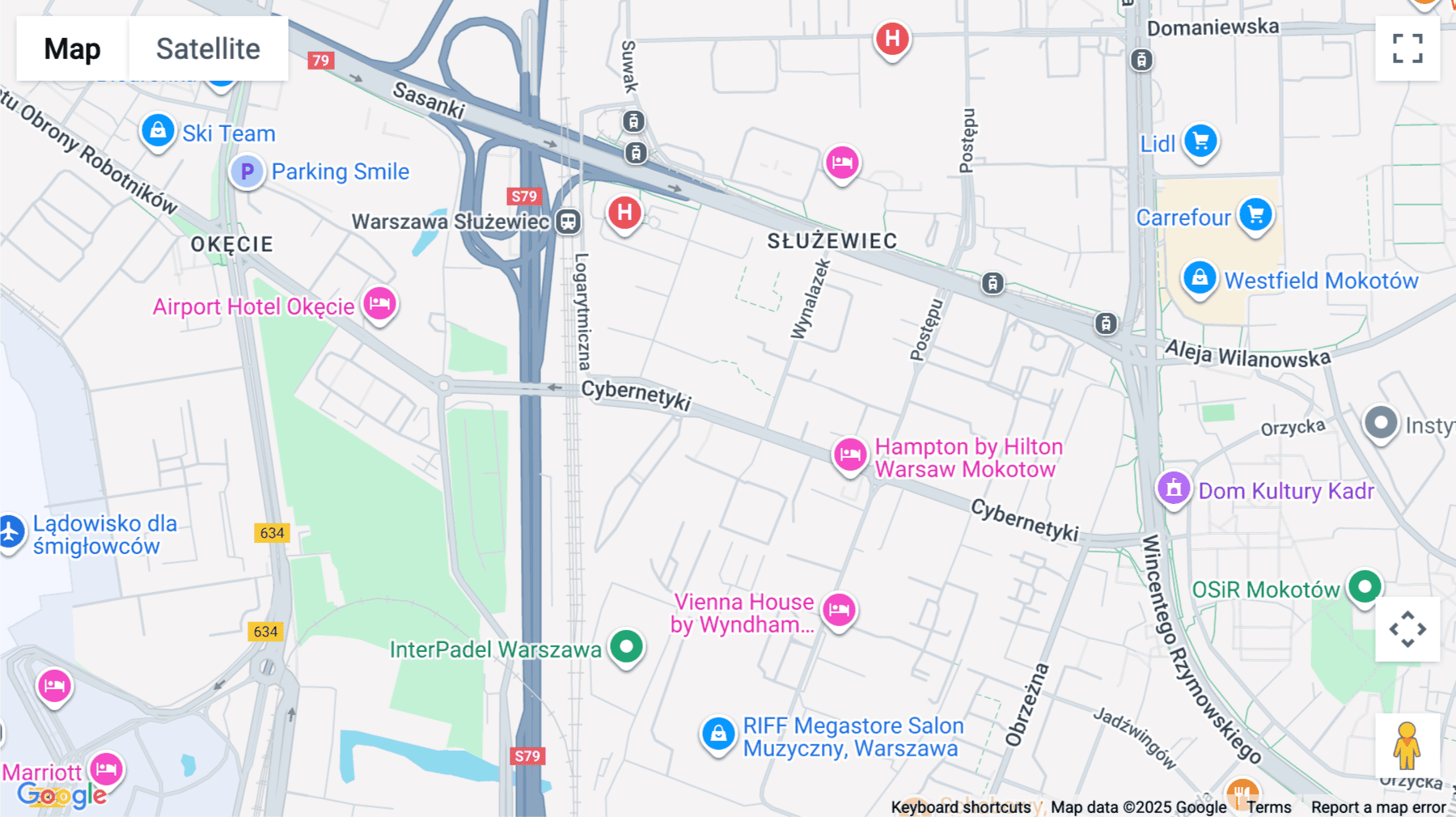 Click for interative map of Cybernetyki 10, Warsaw