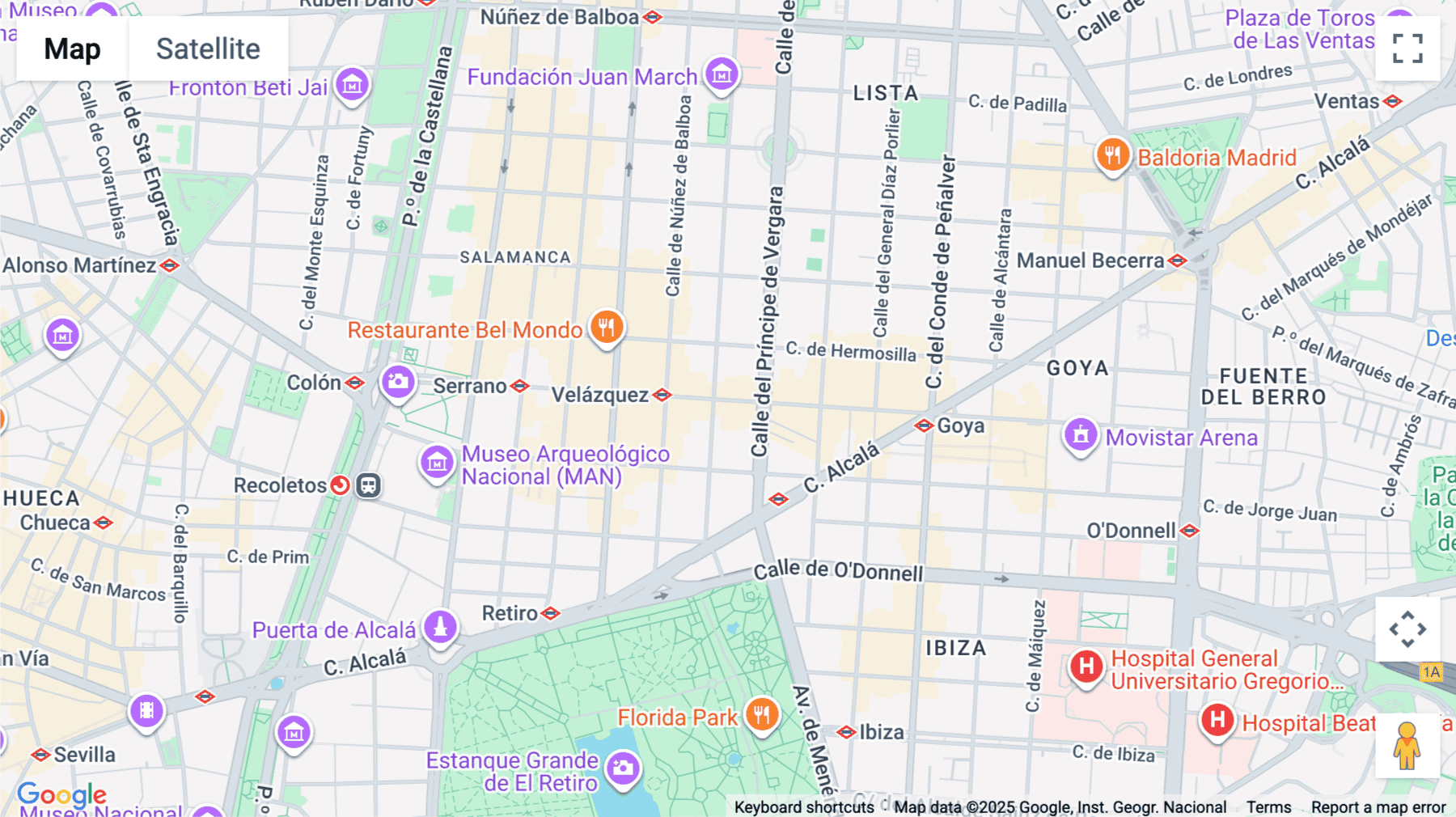 Click for interative map of Calle de Goya 36, Madrid
