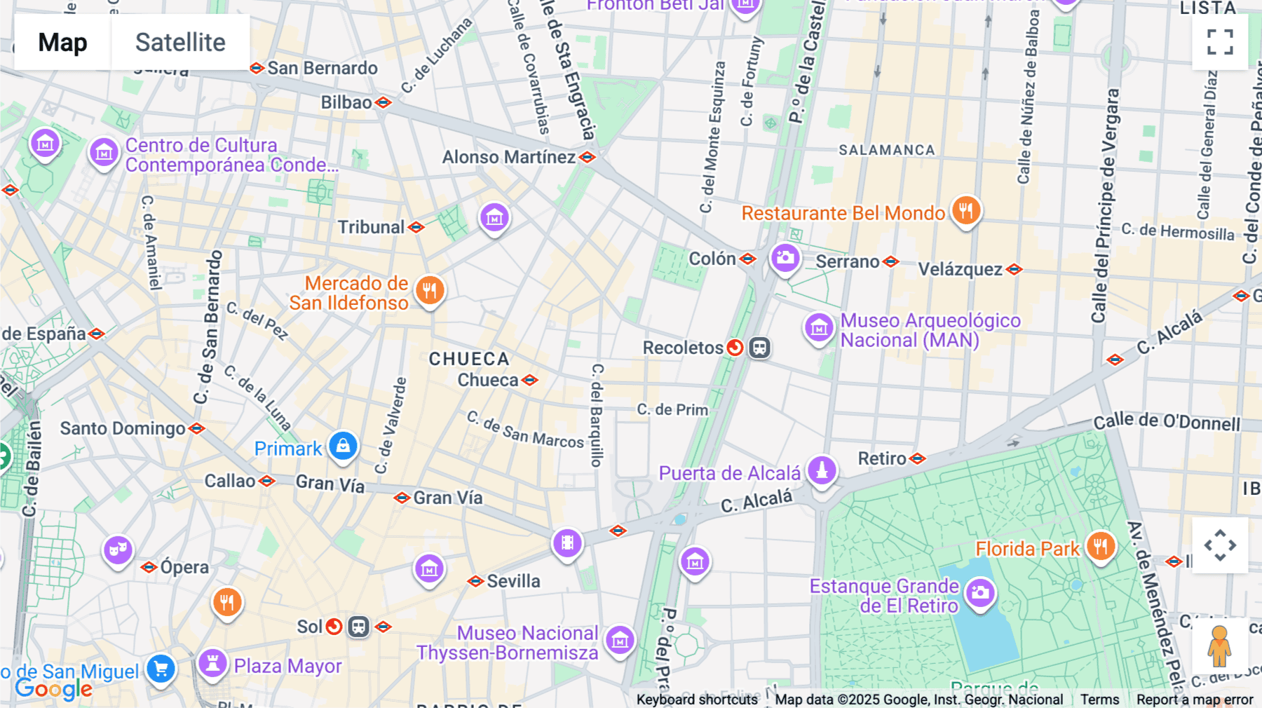 Click for interative map of Calle Piamonte, 23, Chueca, Madrid