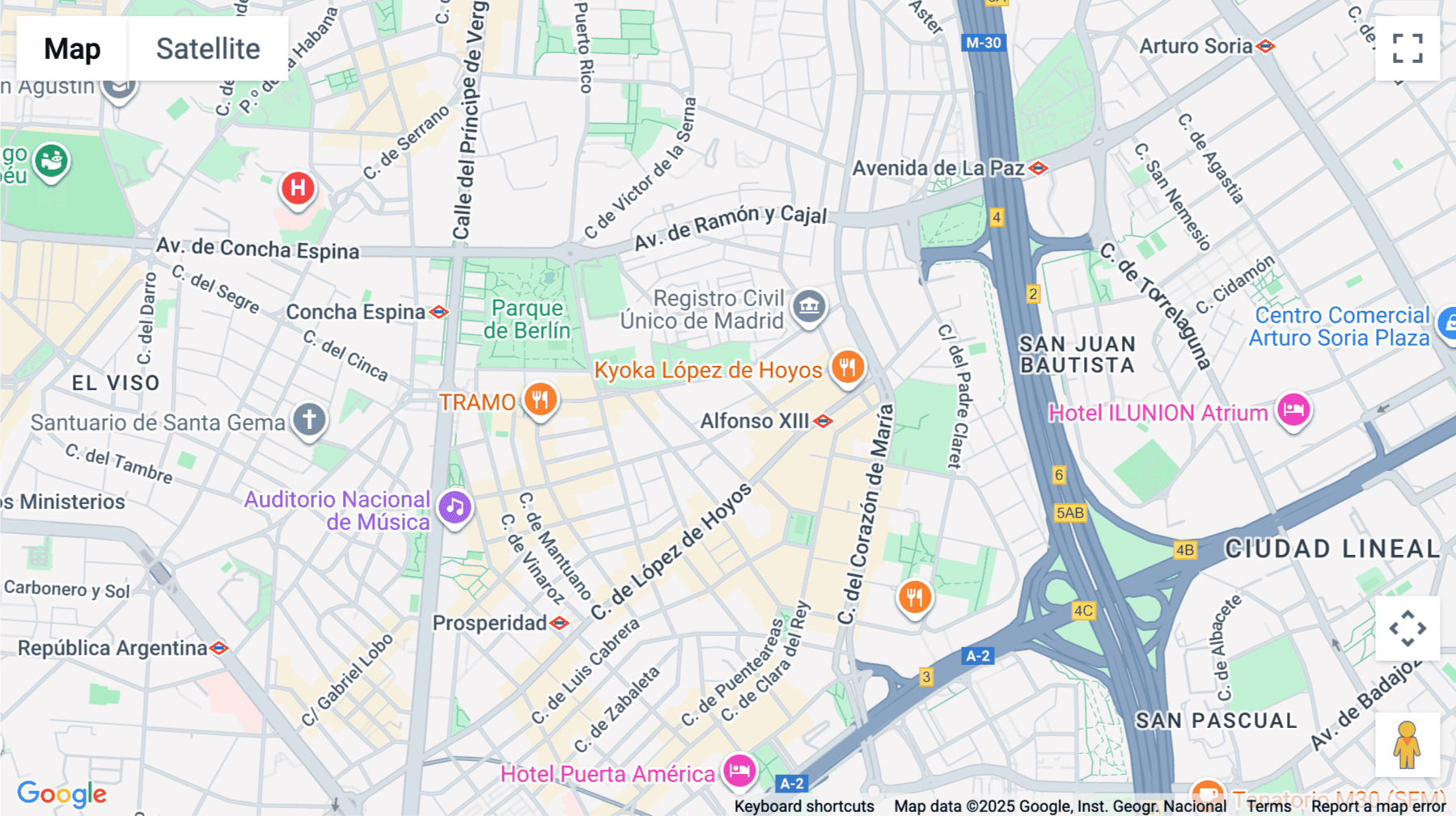 Click for interative map of Javier Ferrero 10, Prosperidad, Madrid