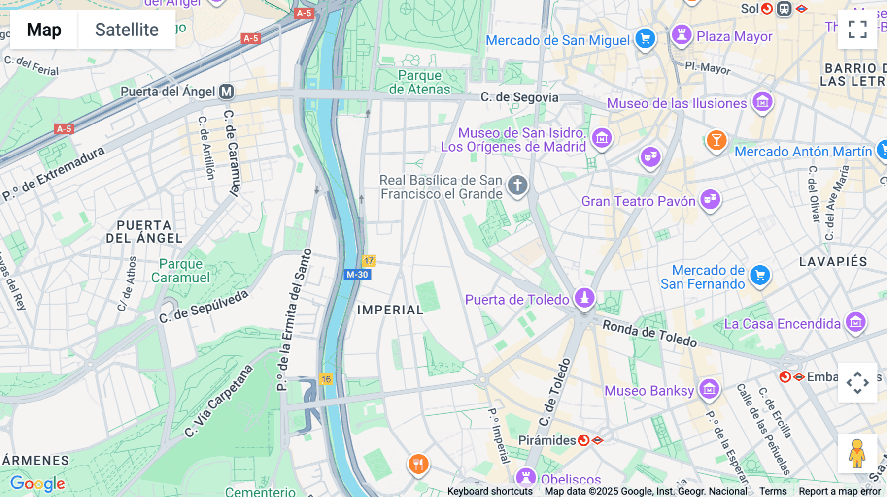 Click for interative map of Paseo Imperial 14, Madrid