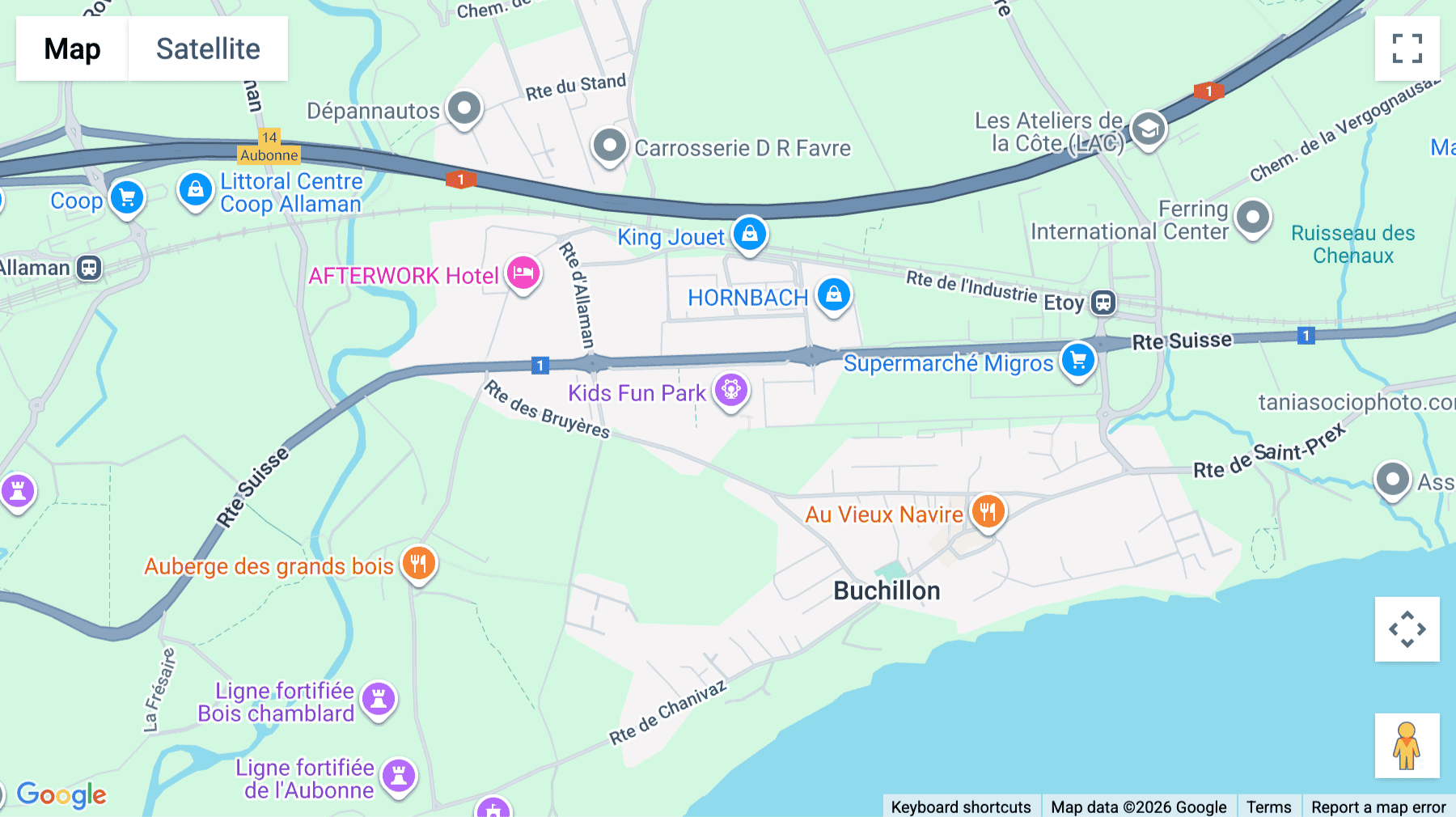 Click for interative map of Route Suisse 8A, Etoy