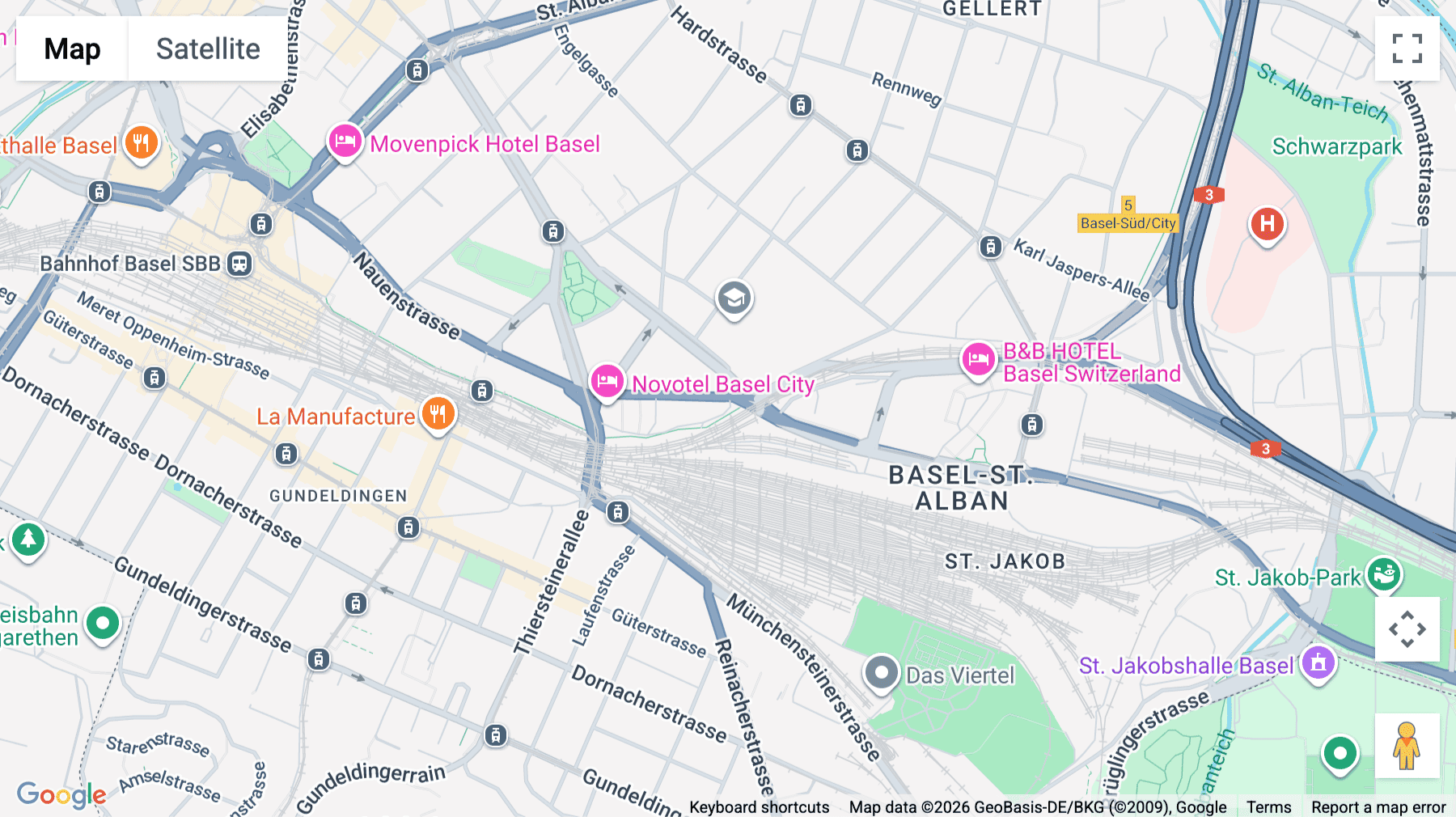 Click for interative map of Grosspeter Tower, Grosspeteranlage 29, Basel