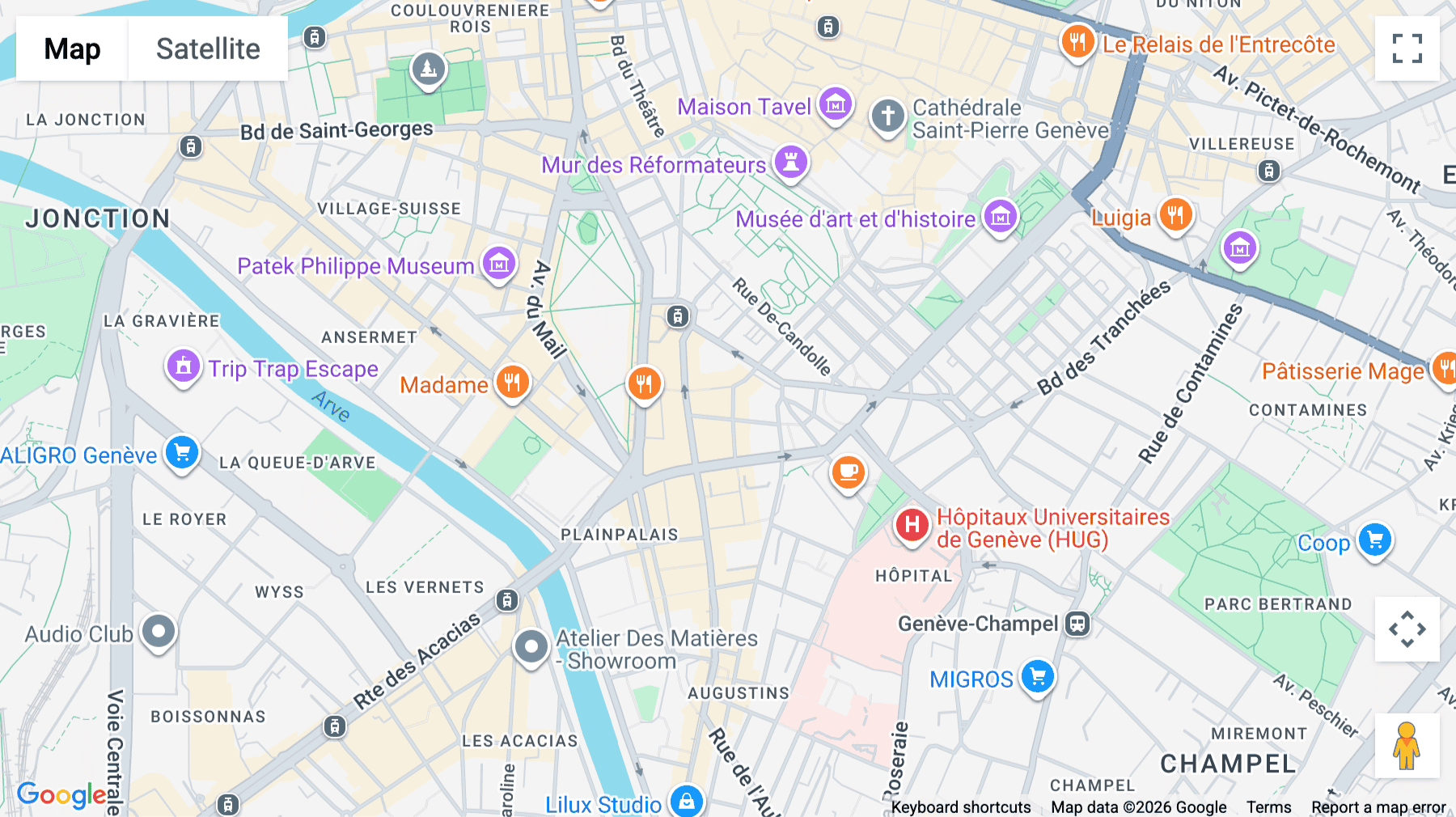 Click for interative map of Rue des voisins 8, Geneva