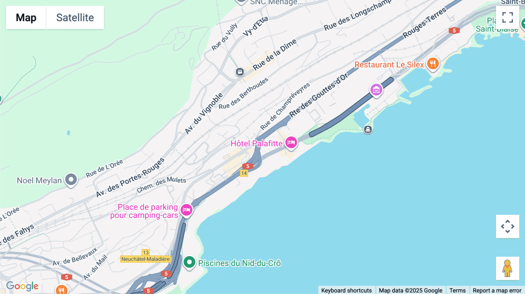 Click for interative map of Route des falaises 140, Neuchatel