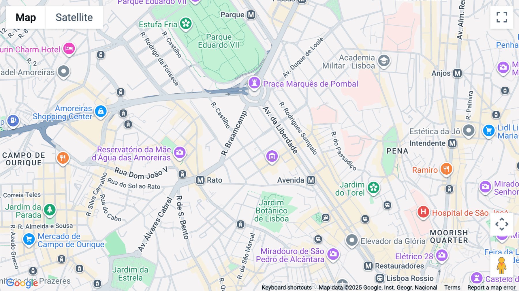Click for interative map of Rua Mouzinho da Silveira 10, Lisbon