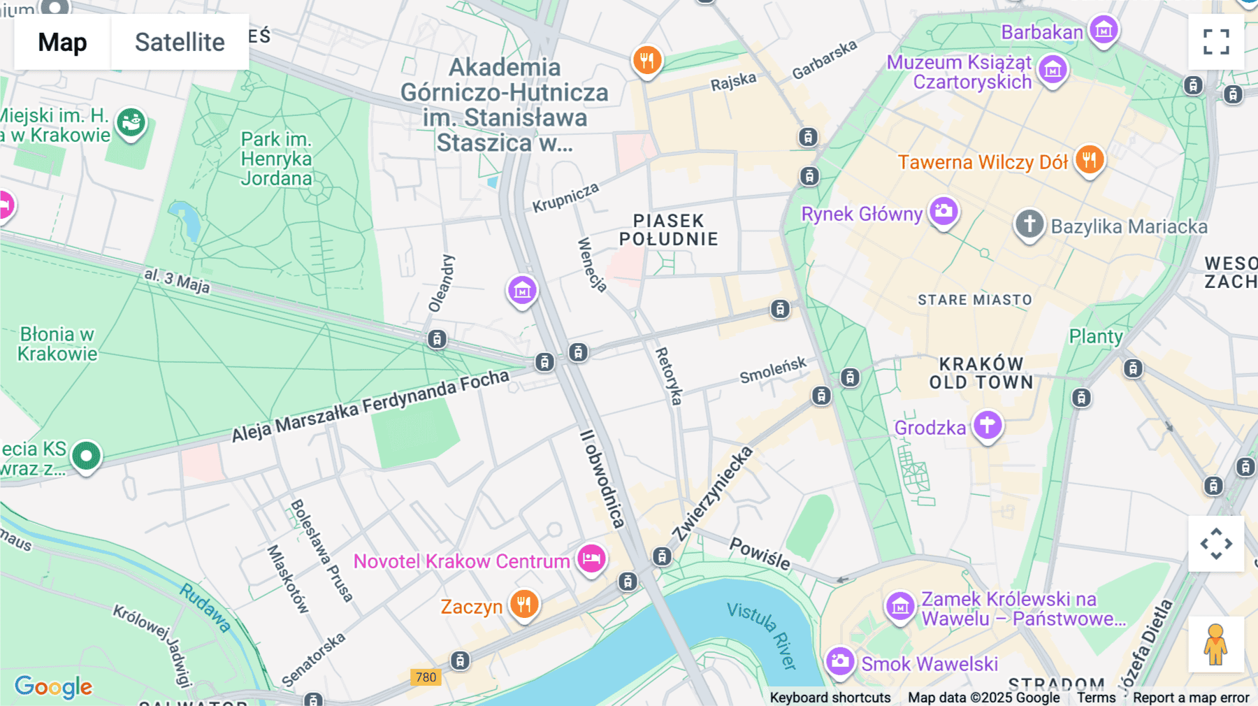 Click for interative map of Józefa Piłsudskiego 28, Krakow