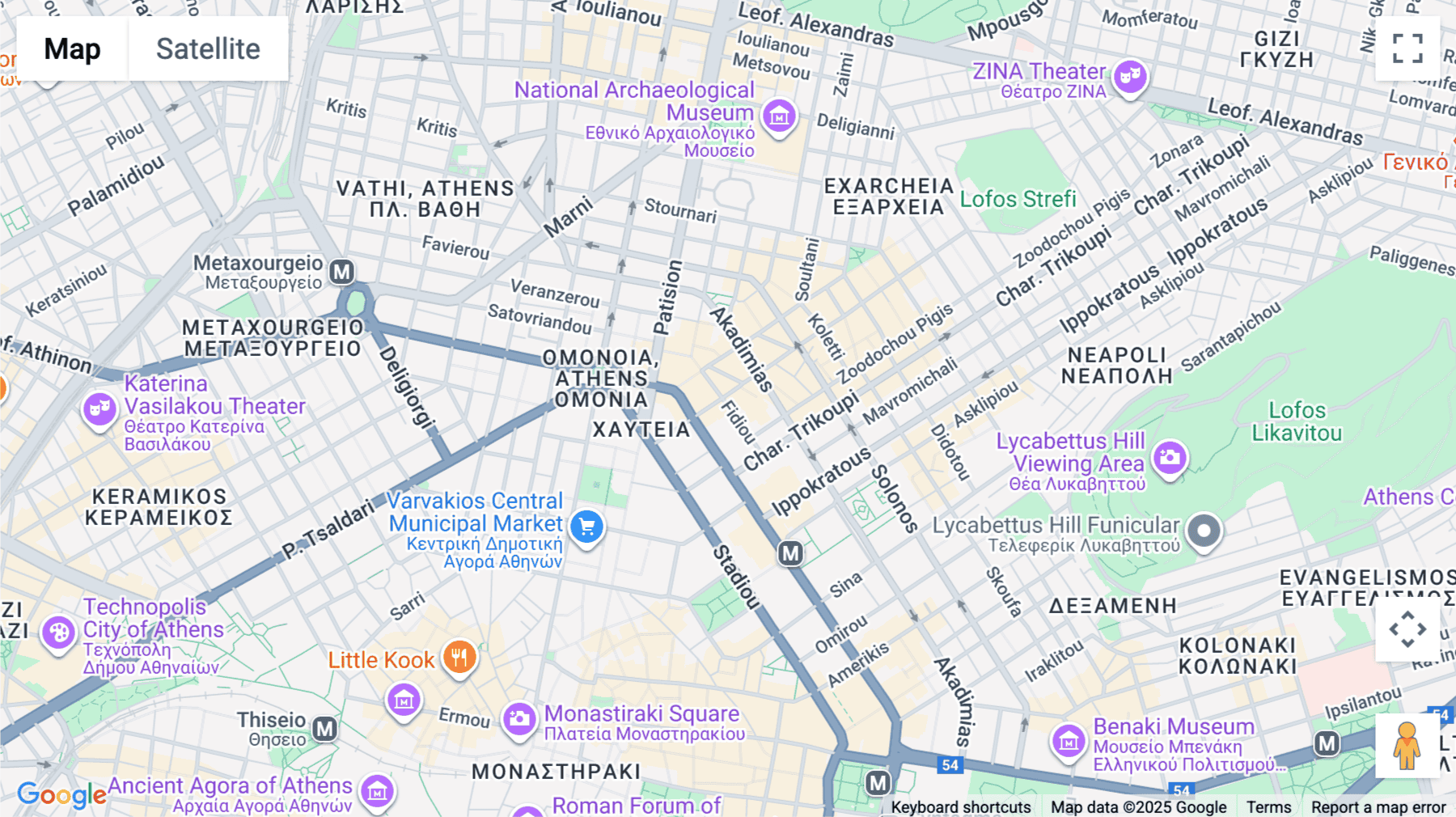 Click for interative map of Feidiou 9, Athens