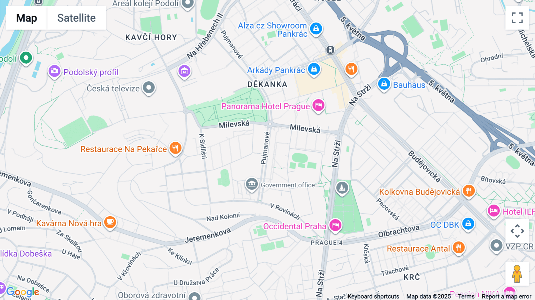 Click for interative map of Pujmanove, Prague
