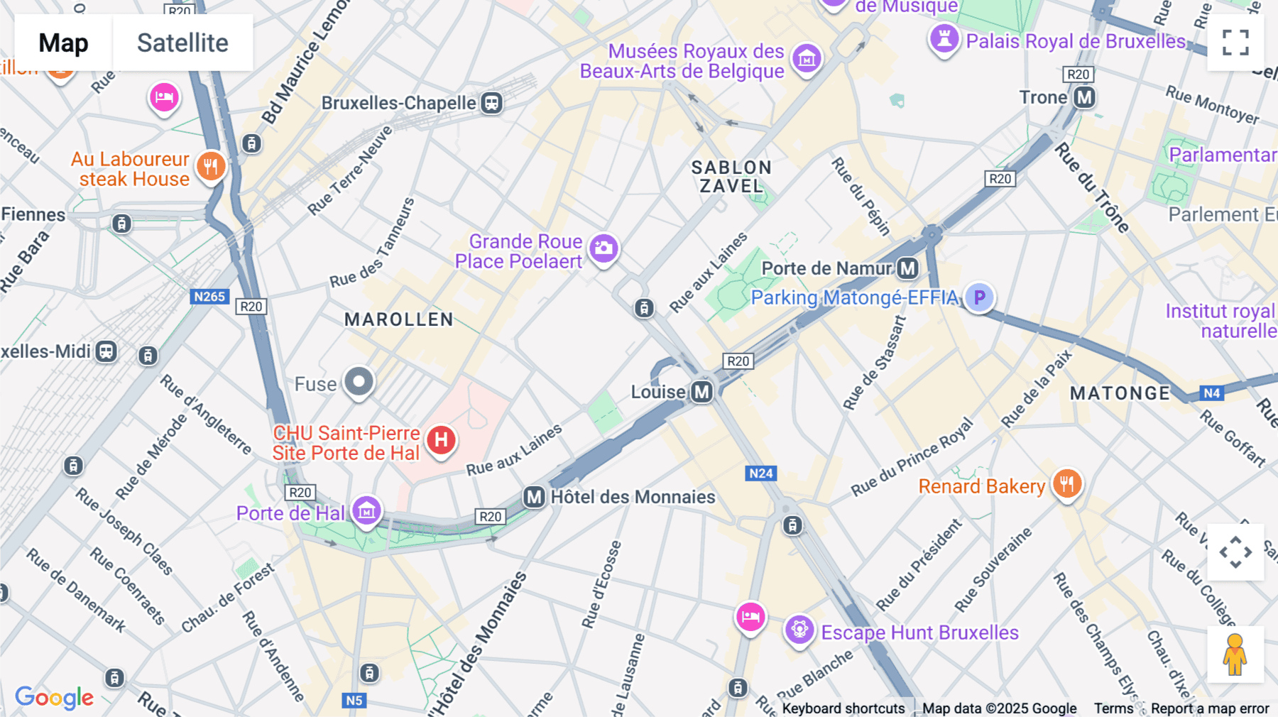 Click for interative map of Court of Justice, Rue aux Laines 68-72, Brussels