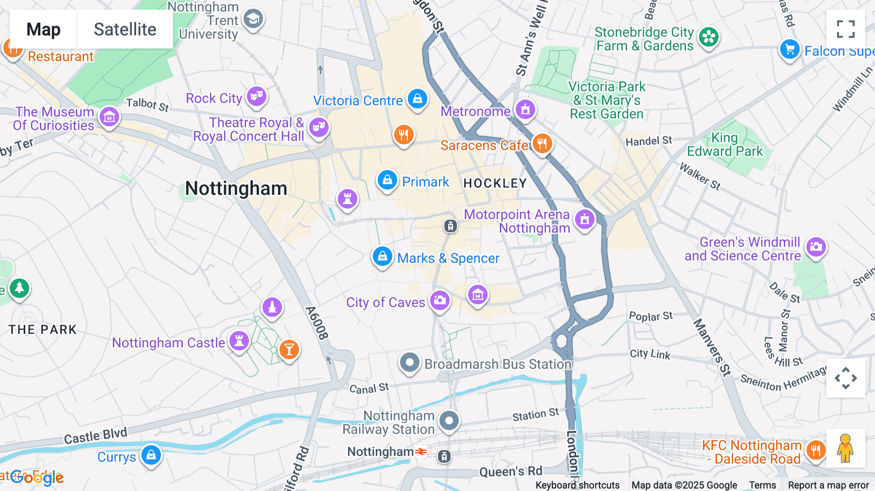 Click for interative map of 20 Fletcher Gate, Nottingham