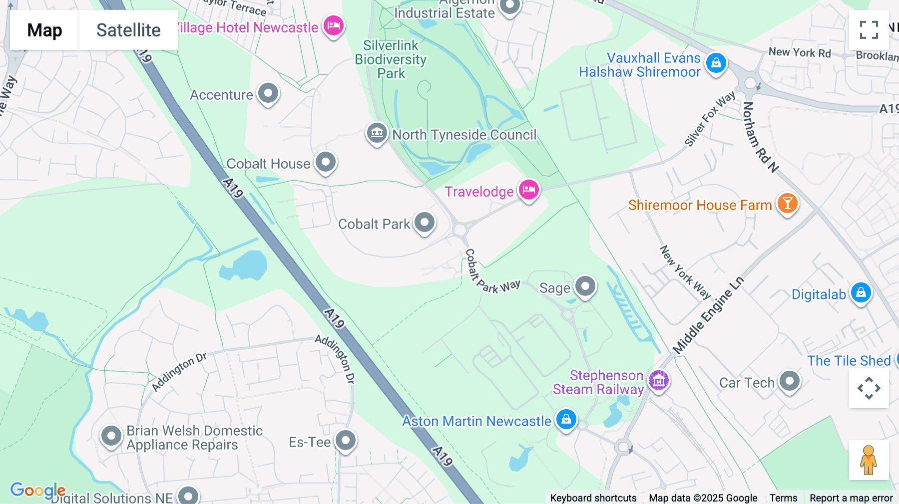 Click for interative map of Cobalt Business Exchange Central, Silver Fox Way, Wallsend