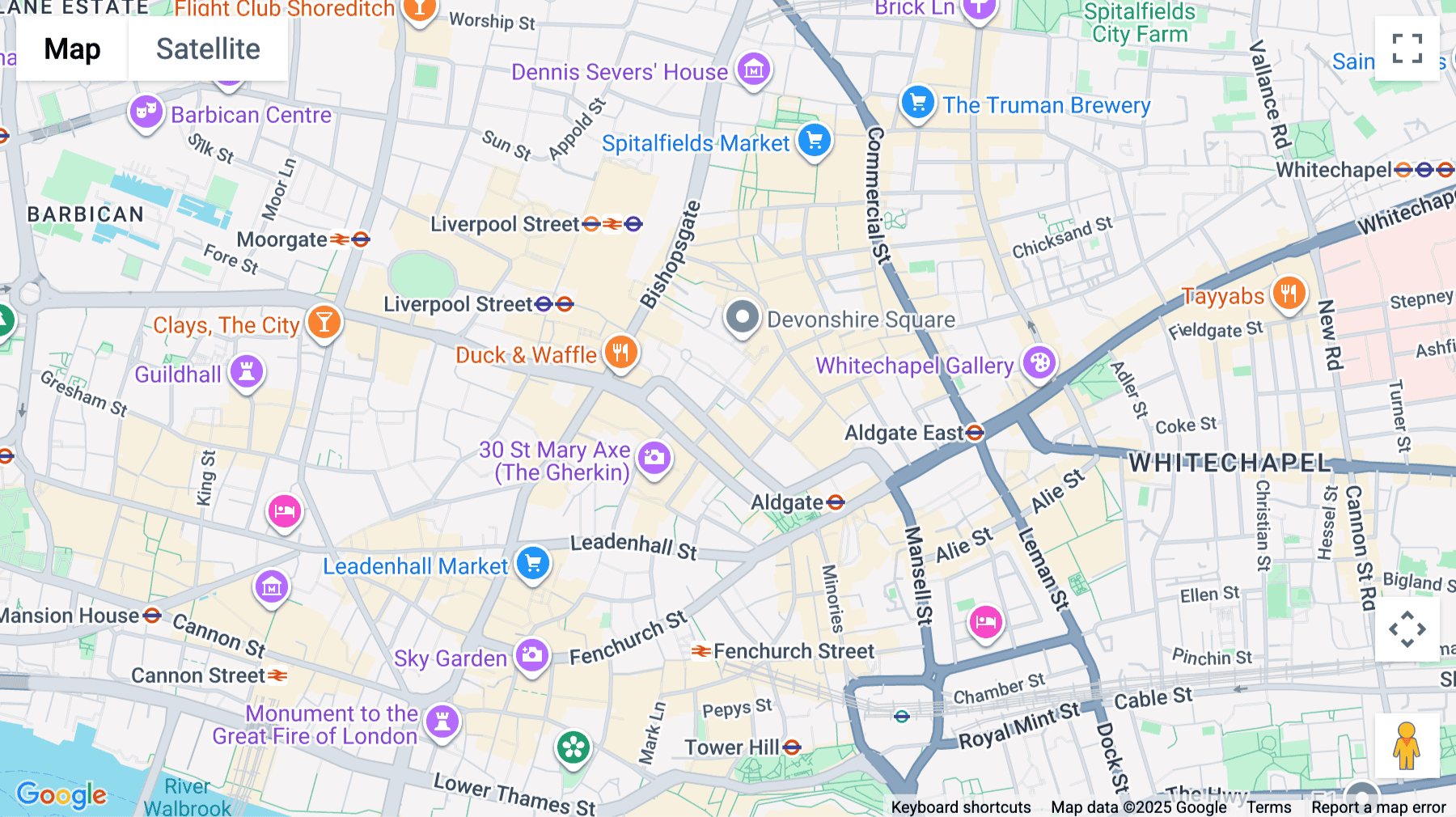 Click for interative map of The Sandwich, 10 Clothier Street, London, London