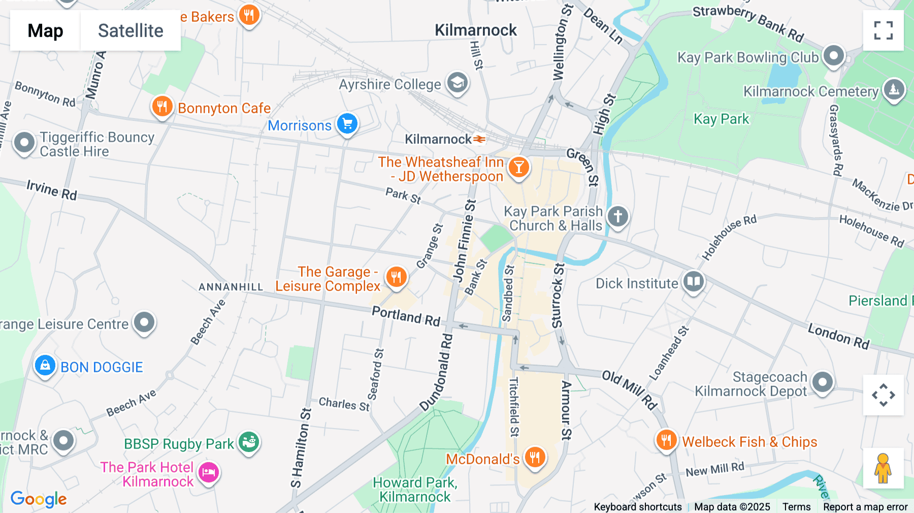 Click for interative map of 49 John Finnie Street, Kilmarnock