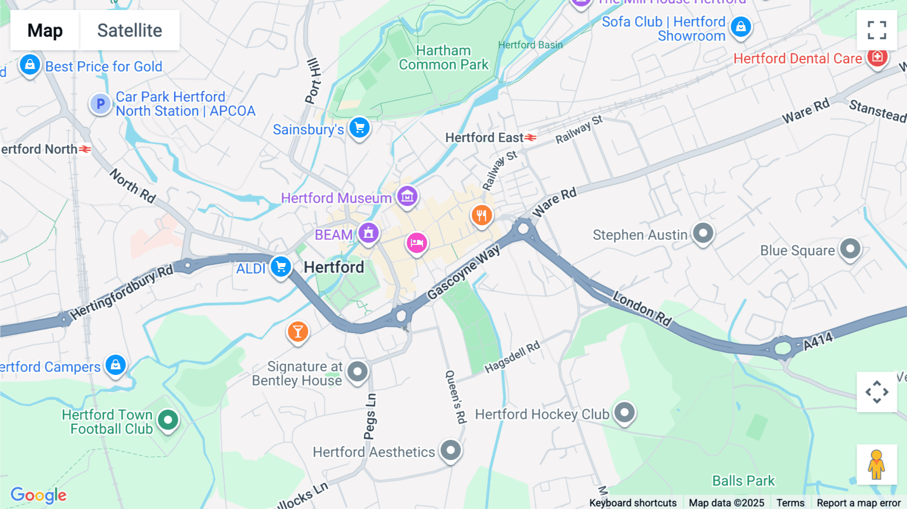 Click for interative map of 27 A Fore street, Hertford