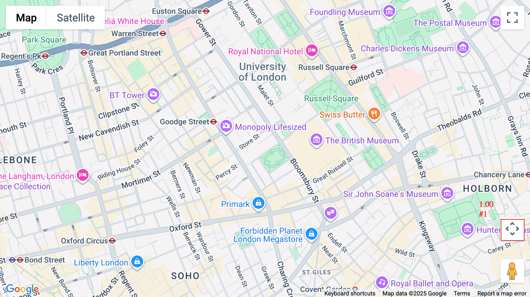 Click for interative map of 20 Bedford Square, London