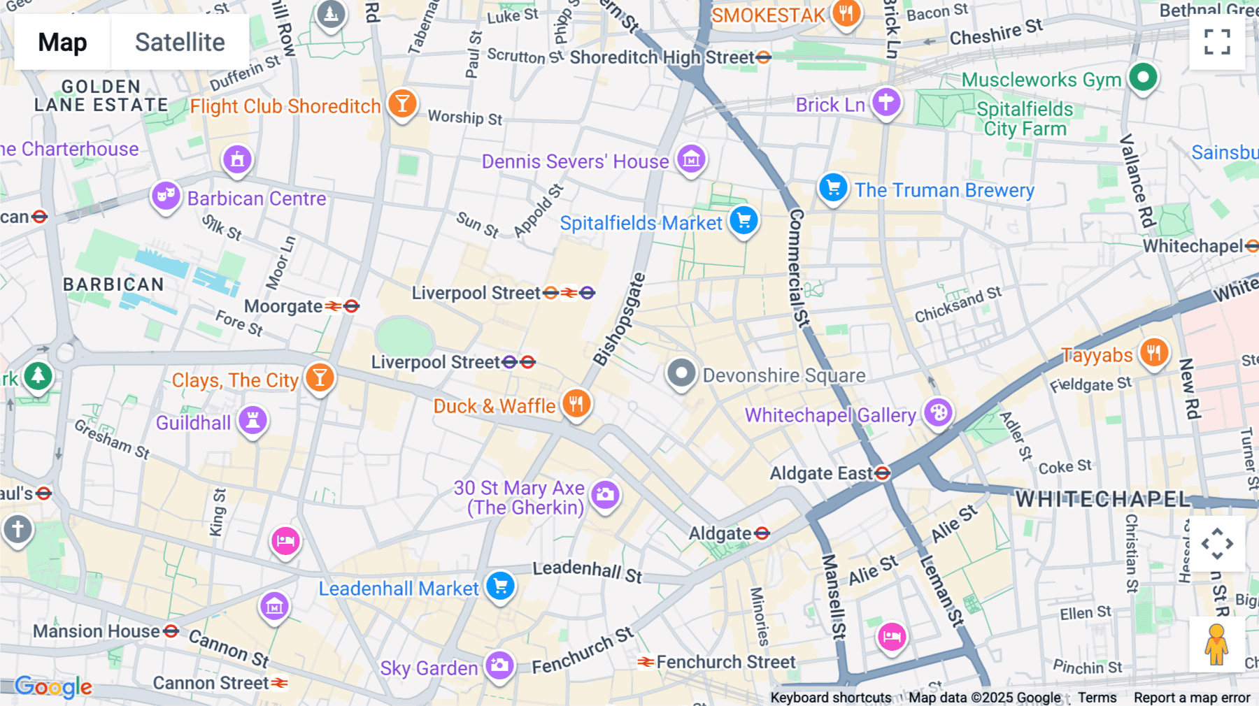 Click for interative map of Longcroft House, 2-8 Victoria Avenue, Liverpool St, London