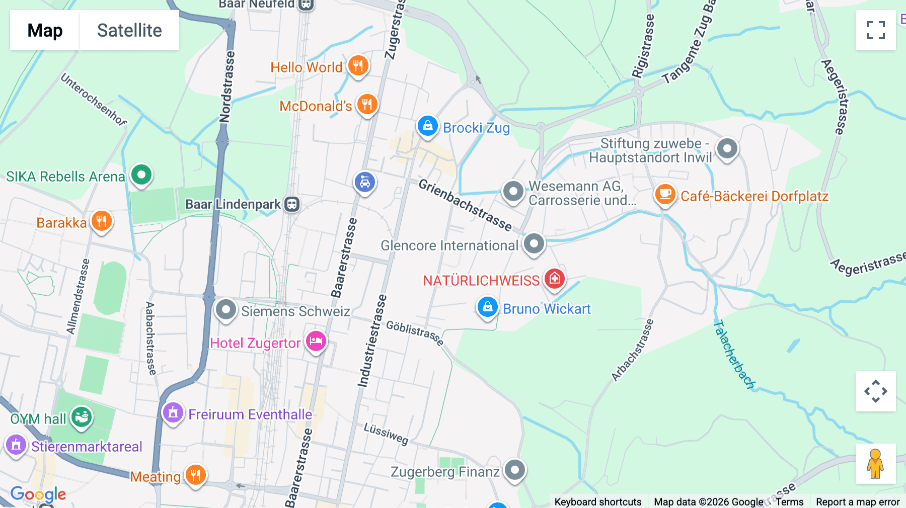 Click for interative map of Zug Tech Cluster, Oberallmendstrasse 18, Zug