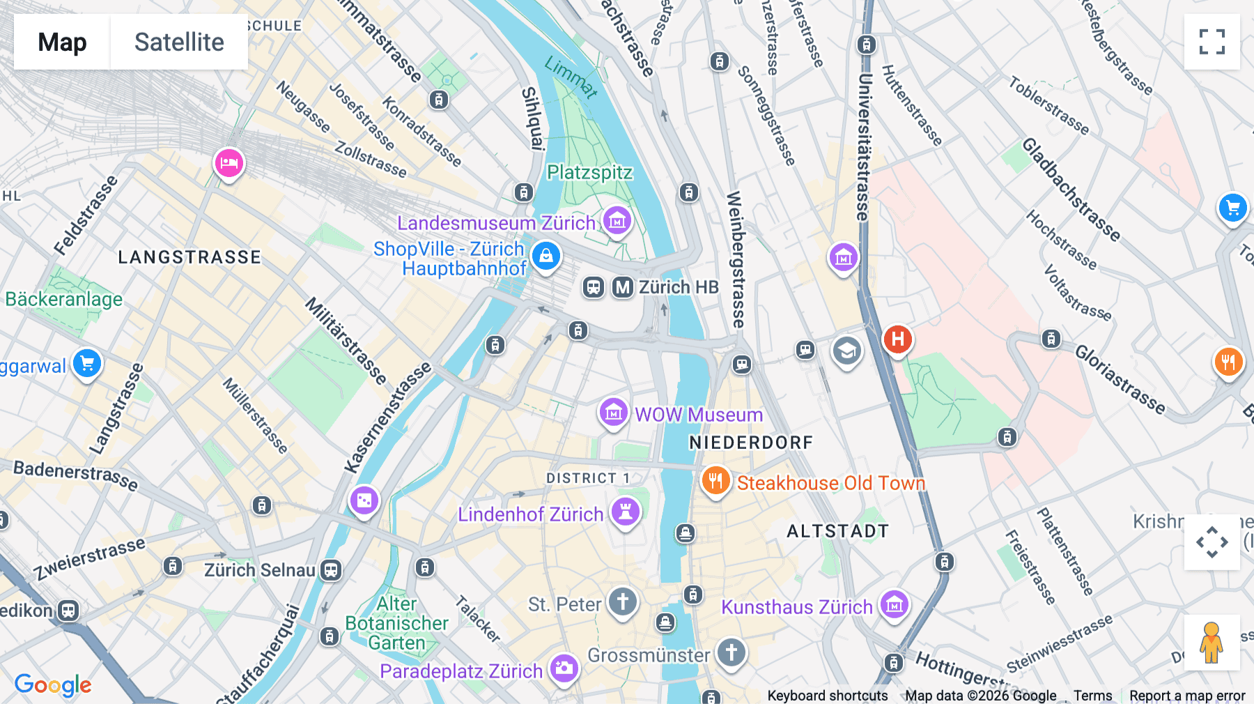 Click for interative map of Bahnhofplatz 2, Zurich