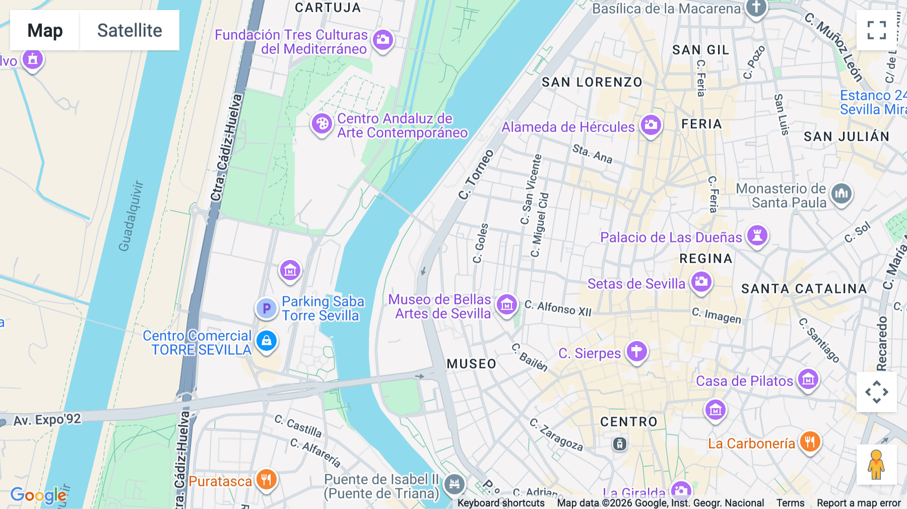 Click for interative map of Sevilla, Seville