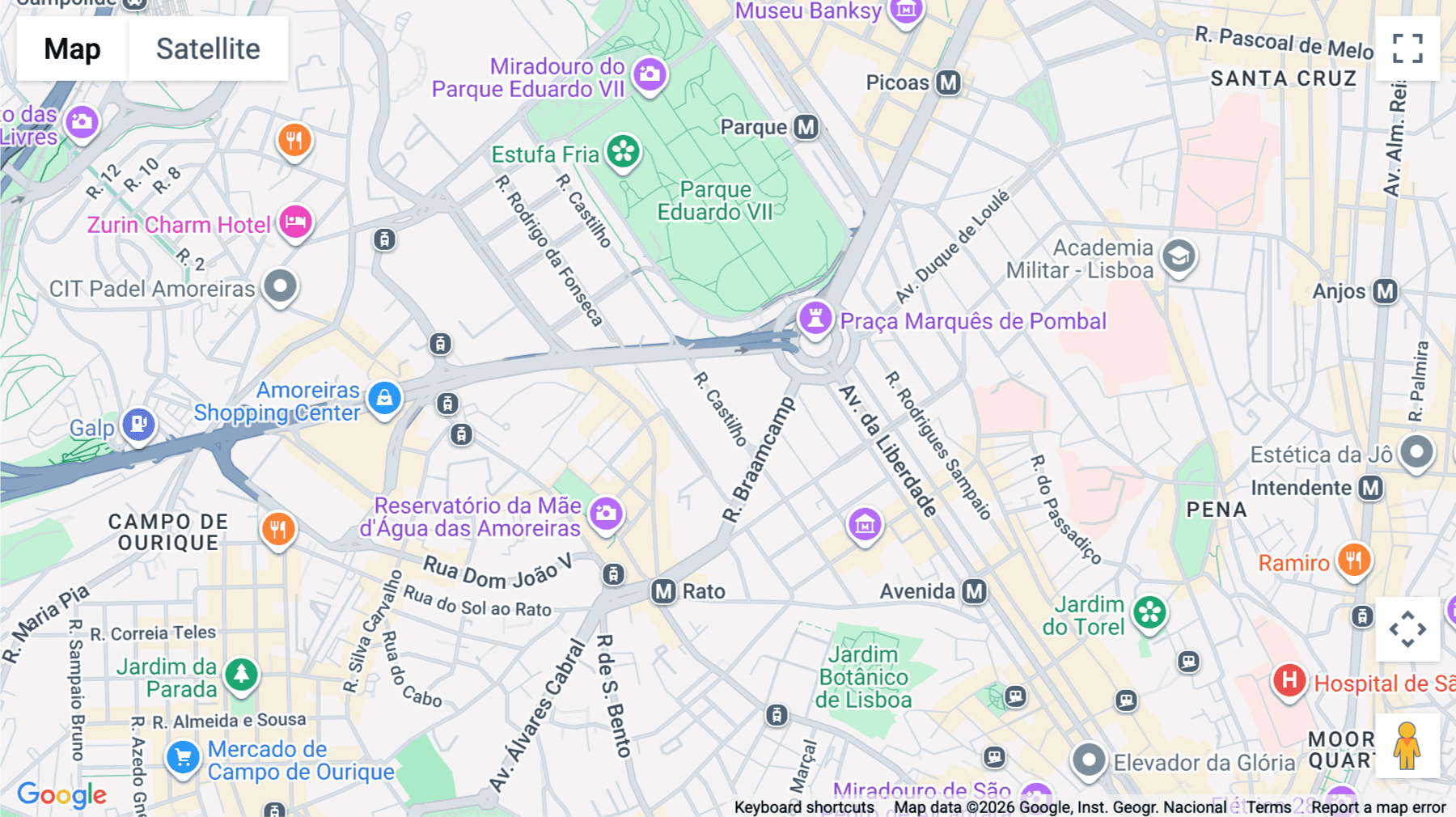 Click for interative map of Rua Castilho 52, Lisbon
