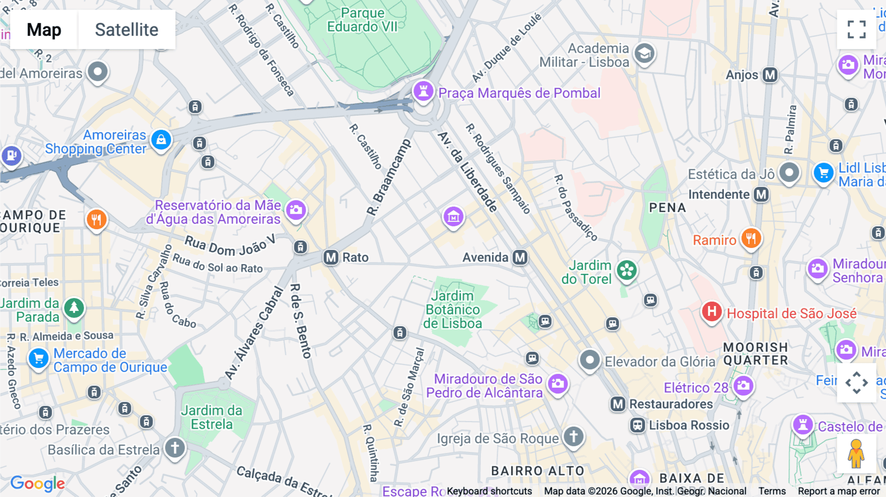 Click for interative map of Rua Castilho 14C, 5th Floor, Lisbon