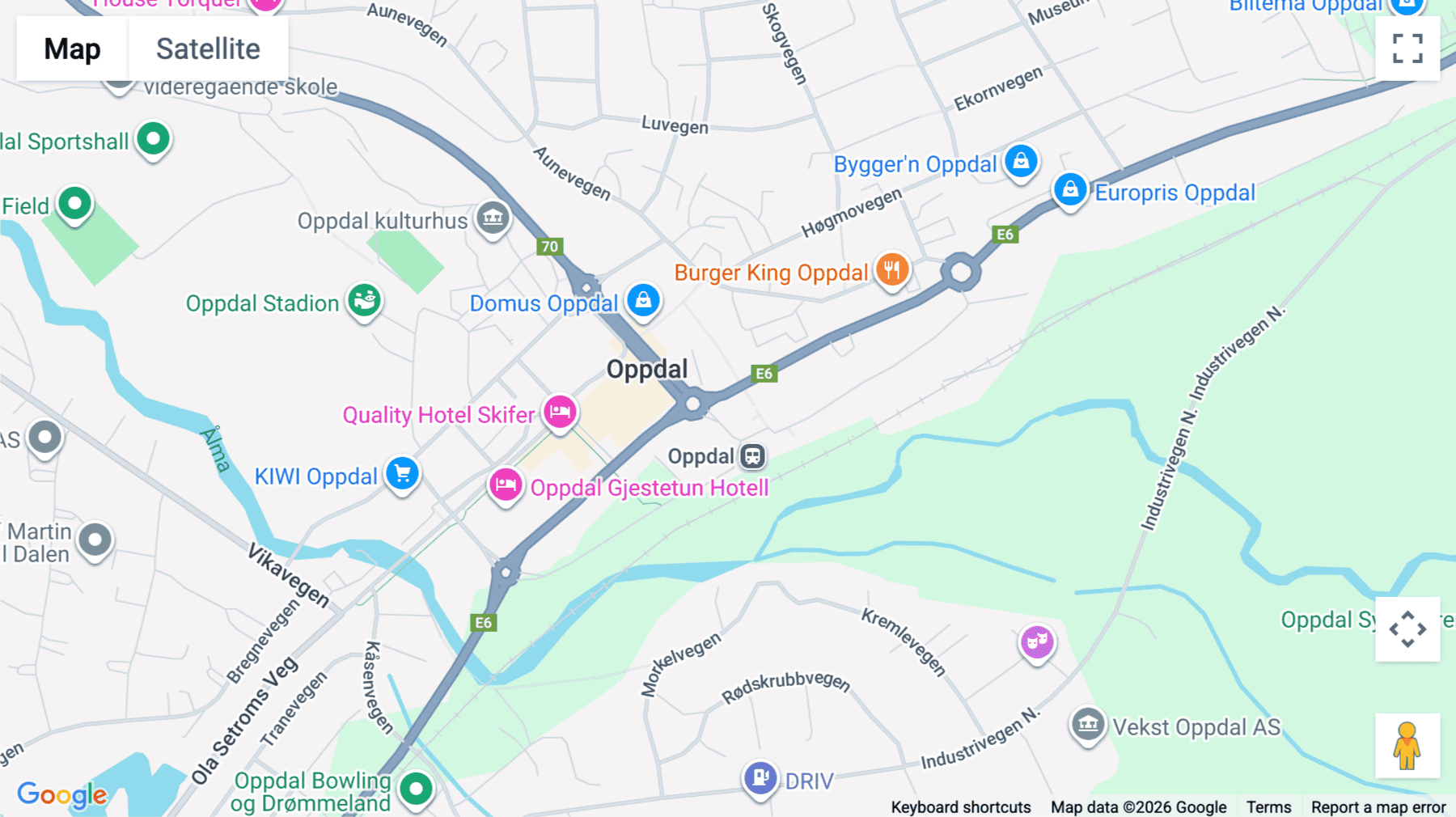Click for interative map of O. Skasliens veg 1, Oppdal