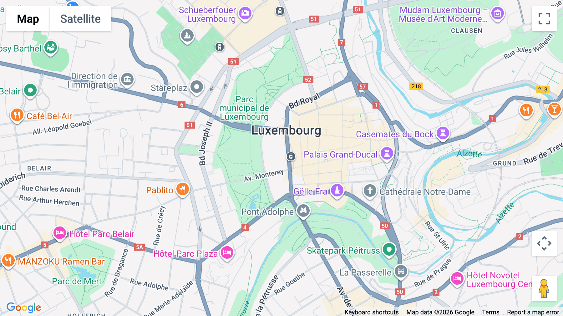 Click for interative map of 26, Boulevard Royal, Luxembourg City