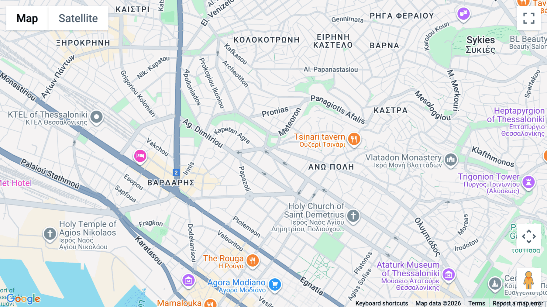 Click for interative map of 1 Kassandrou street, Thessaloniki