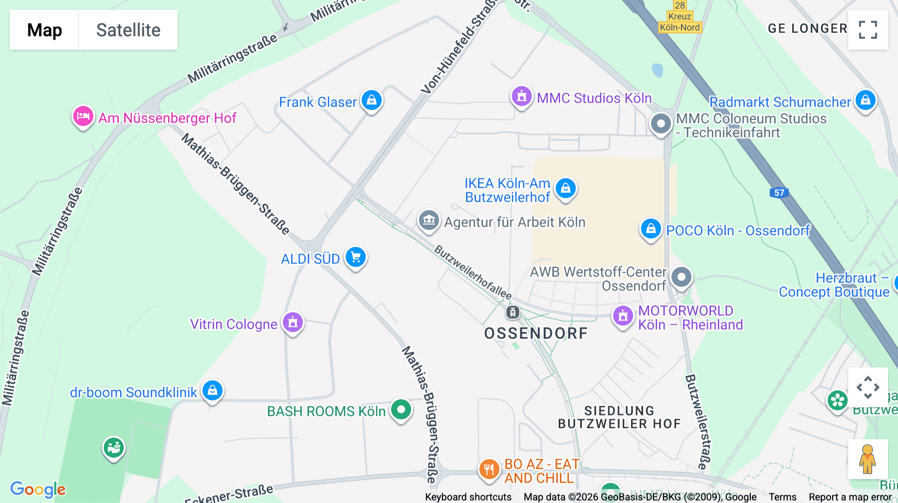 Click for interative map of HangarOne, Butzweilerhofallee 3, Cologne
