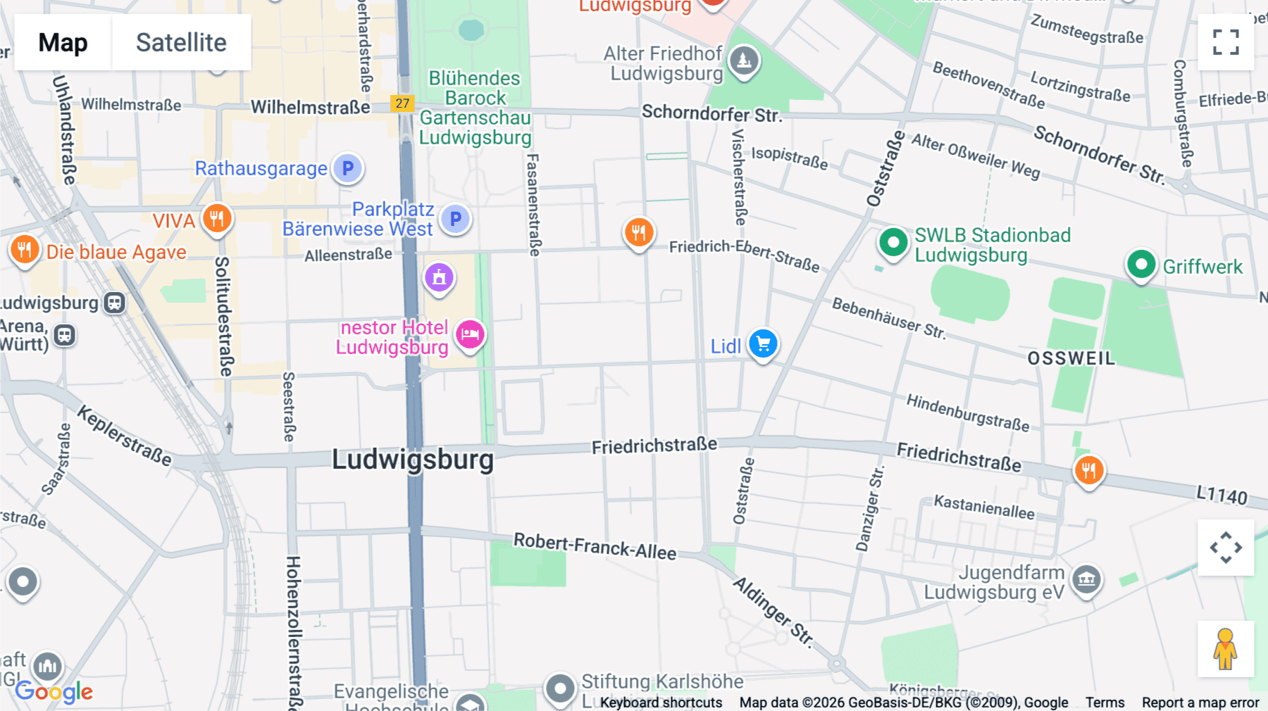 Click for interative map of 45 Hindenburgstraße, Ludwigsburg