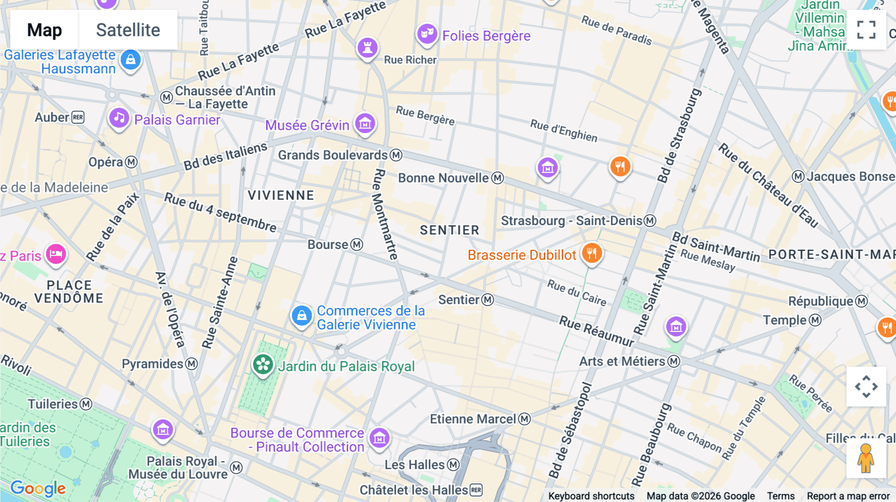 Click for interative map of 8, Rue du Sentier, Quartier du Mail, Maison Mozart, 4th Floor, Paris