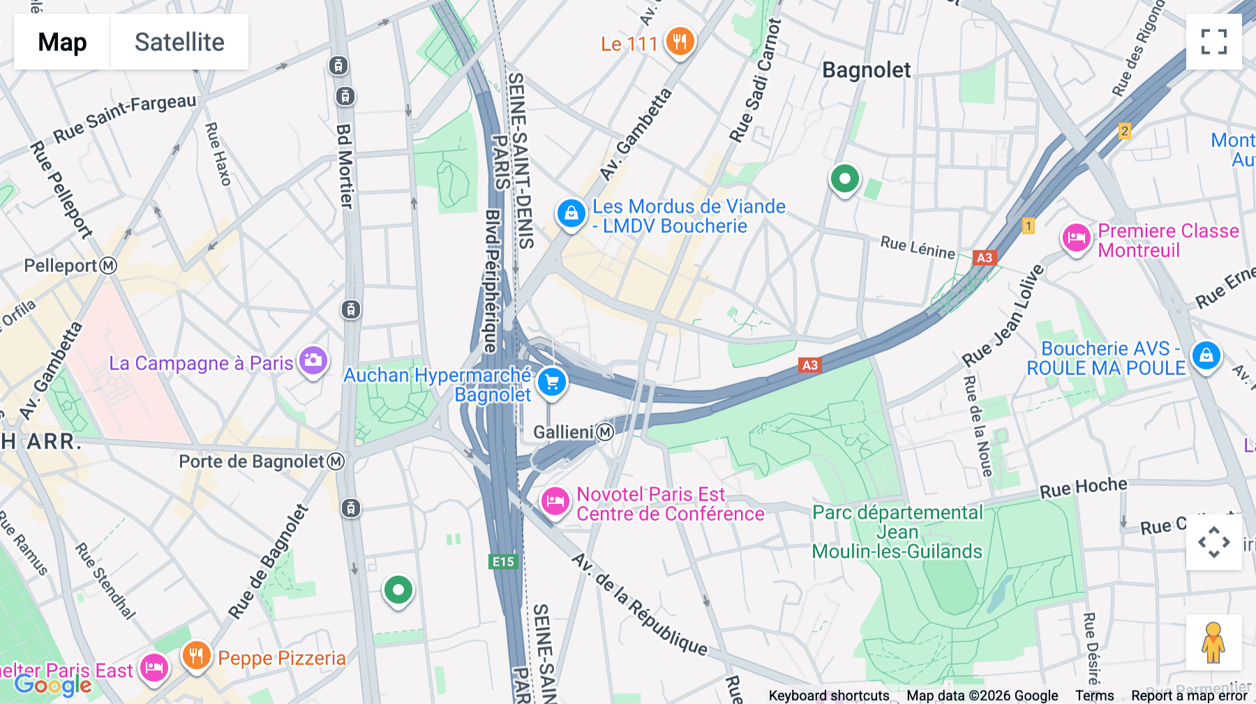 Click for interative map of 6 rue Jean Jaurès, Gallieni, Bagnolet