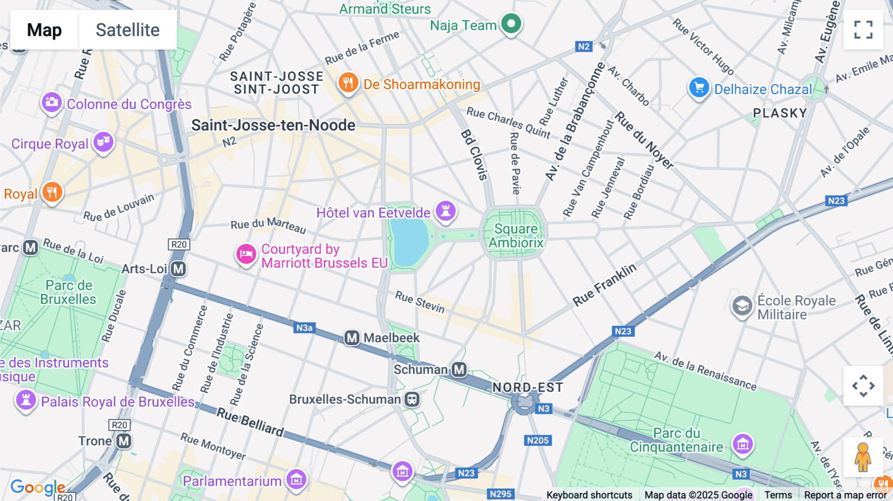 Click for interative map of Avenue Palmerston 3, Victor Horta, Brussels