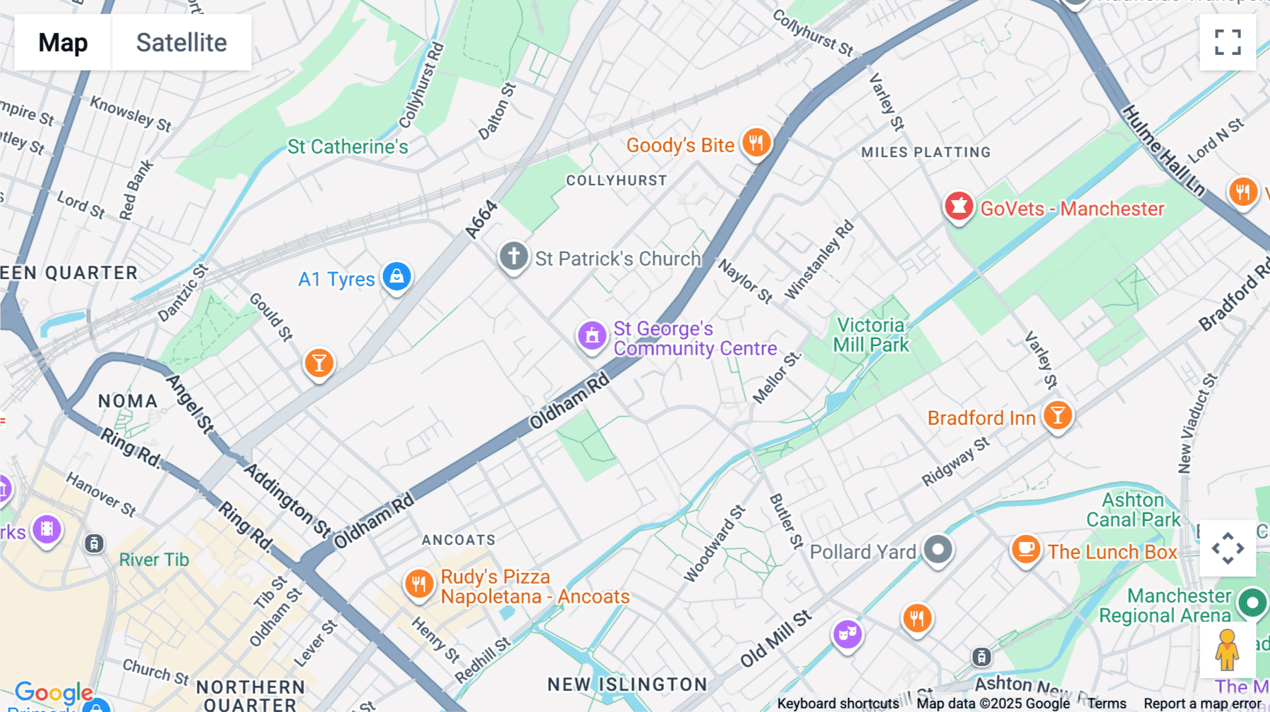 Click for interative map of 160 Oldham Road, Manchester