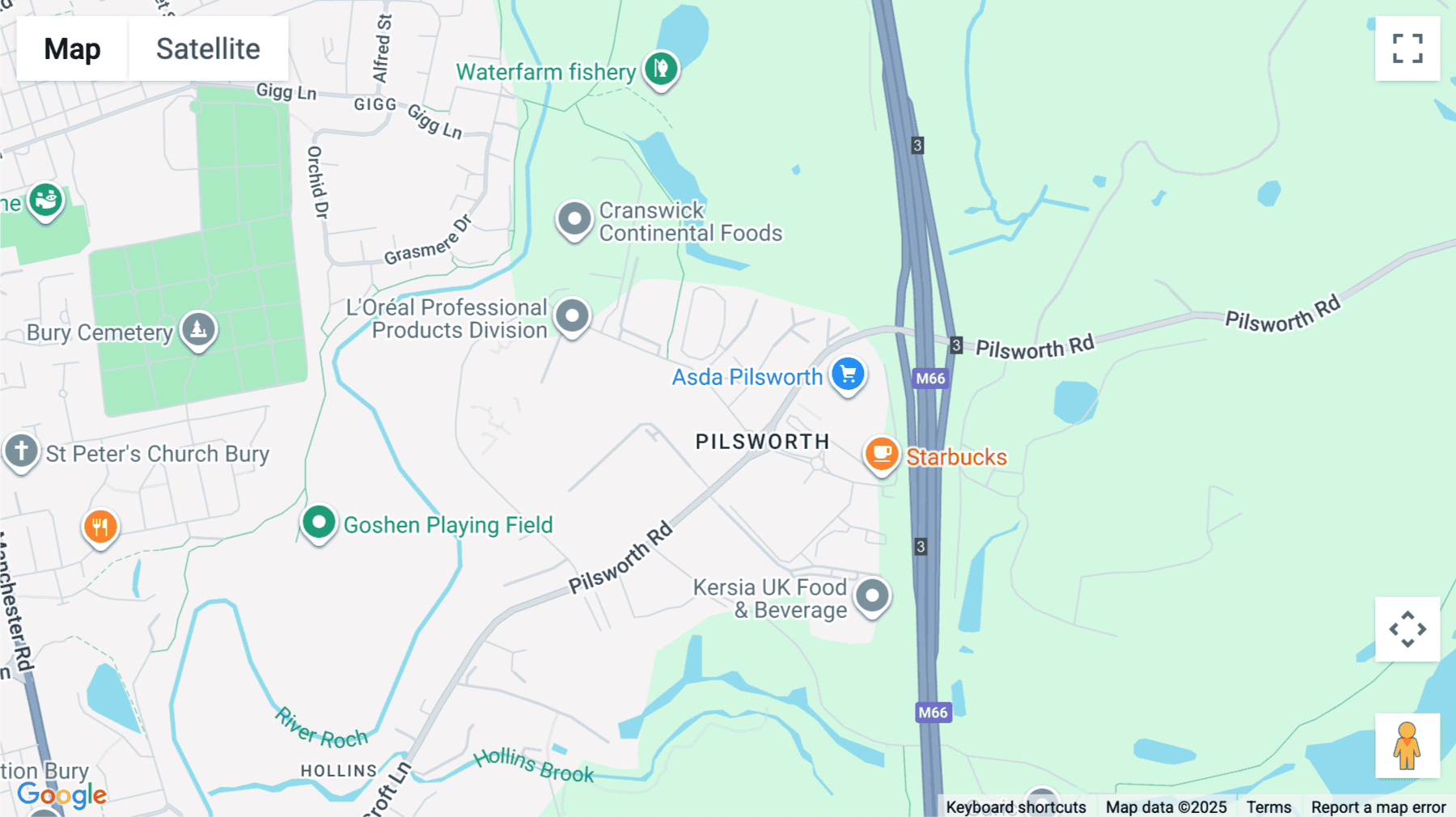 Click for interative map of Hollins Brook Park, Little 66, Lancashire, Bury