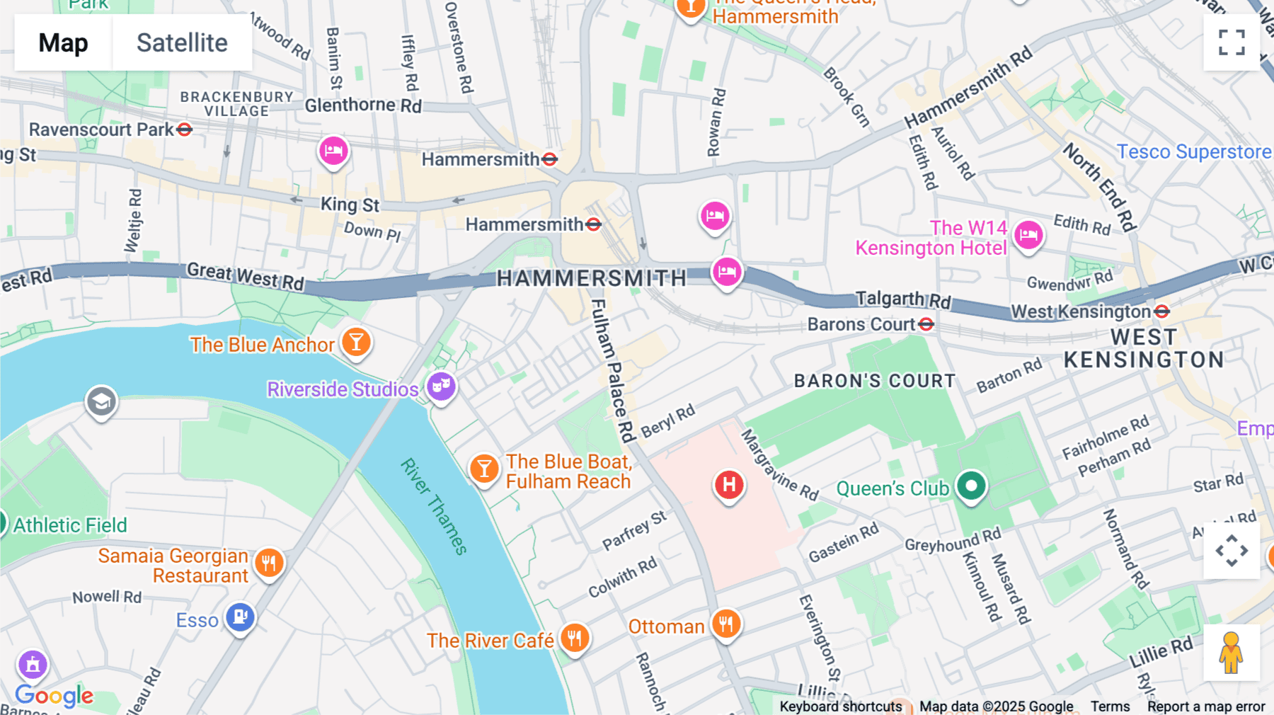 Click for interative map of 77 Fulham Palace Road, London