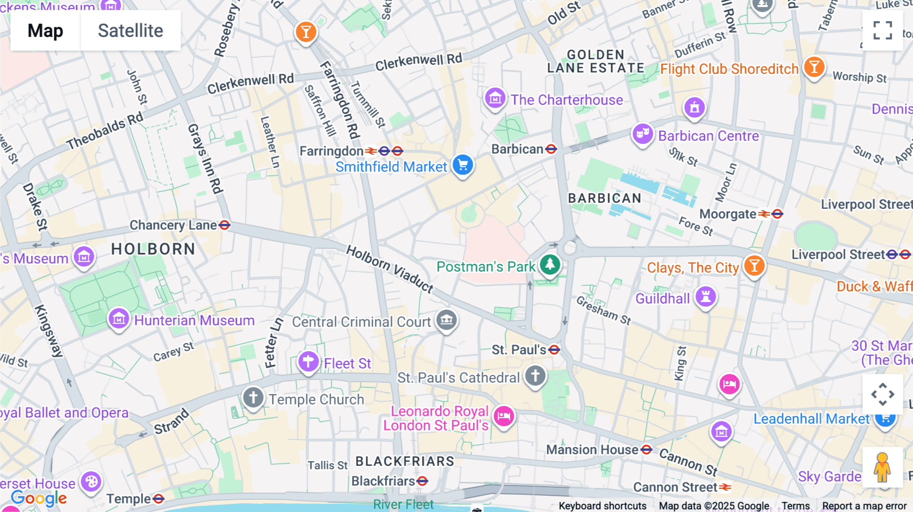 Click for interative map of 1 Giltspur Street, London