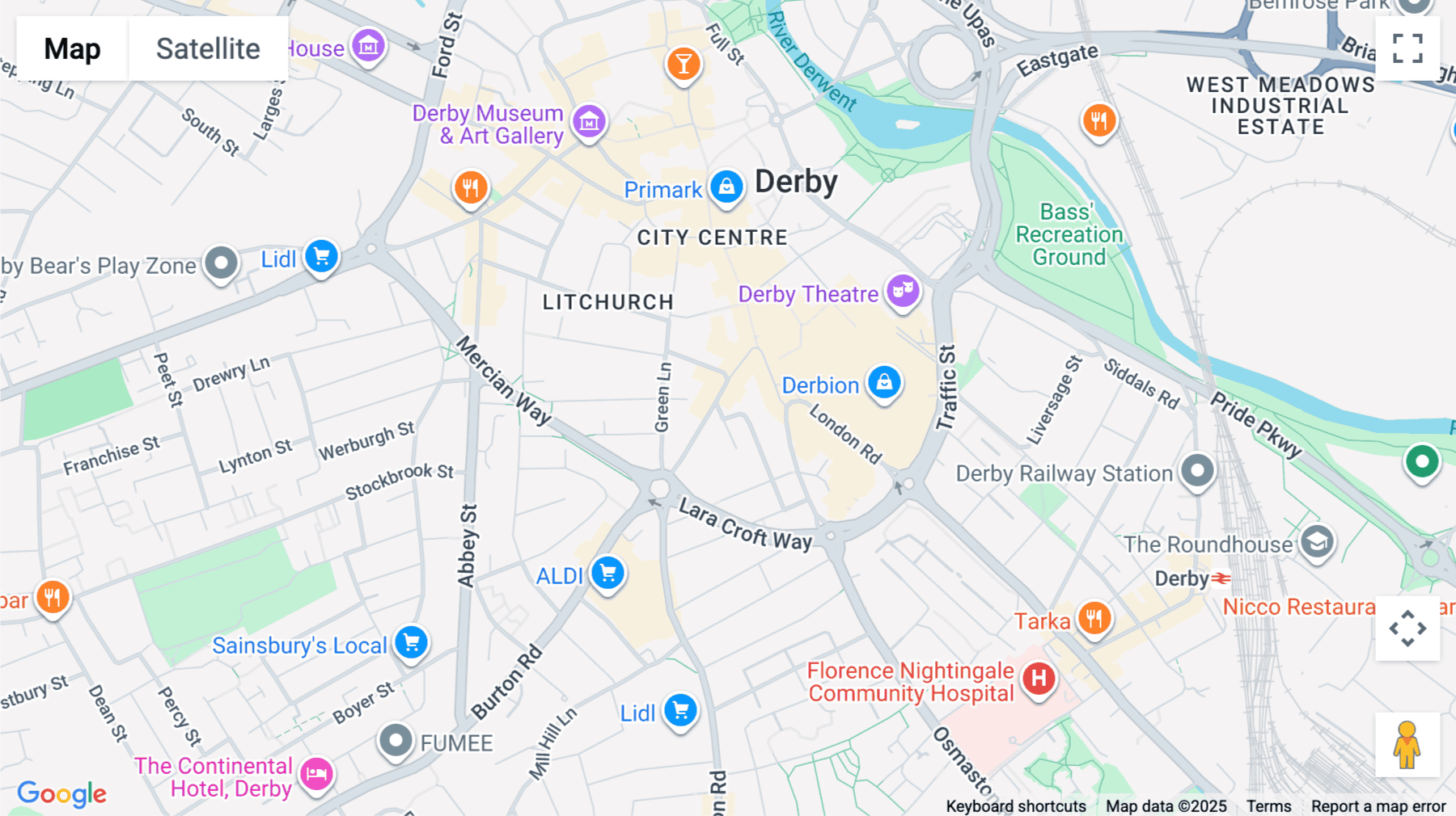 Click for interative map of Aspire House, Sitwell Street, Derby