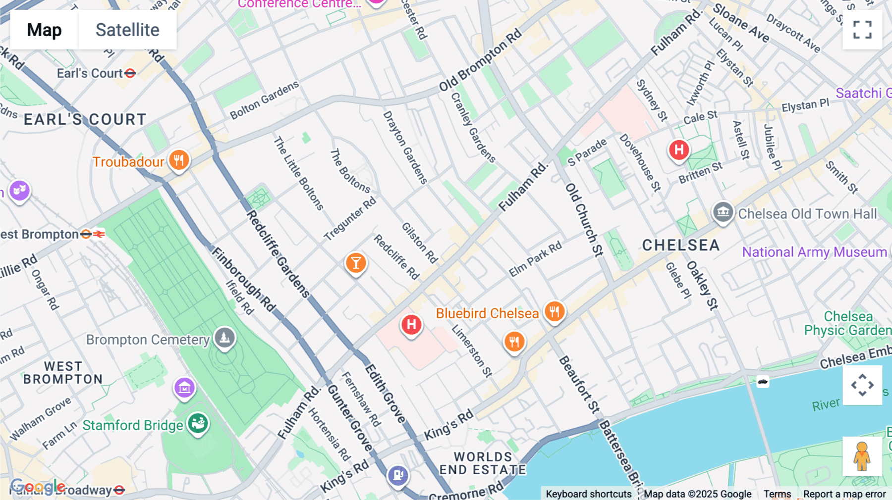 Click for interative map of 168 Fulham Road, London