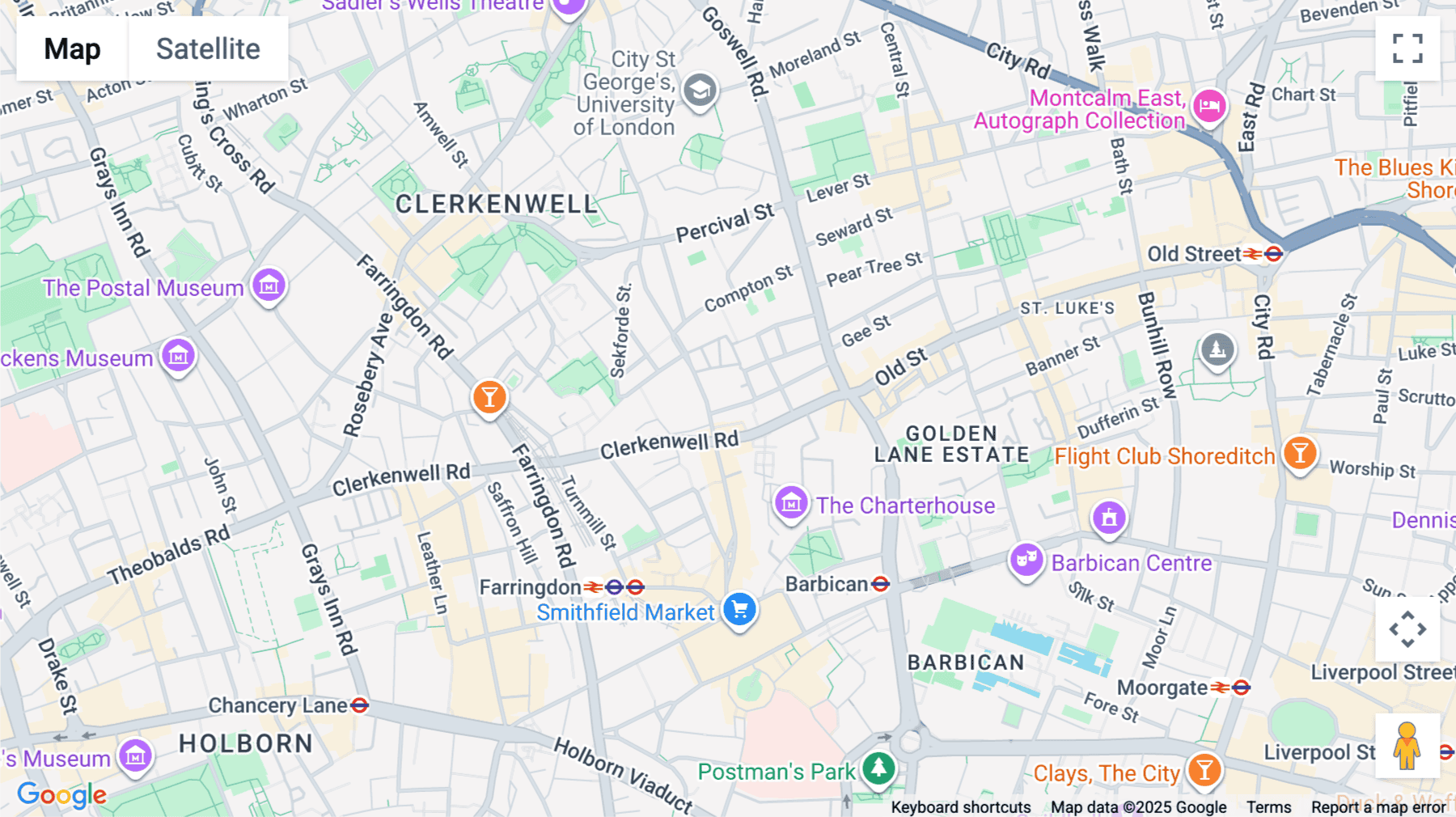 Click for interative map of 30A Great Sutton Street, London