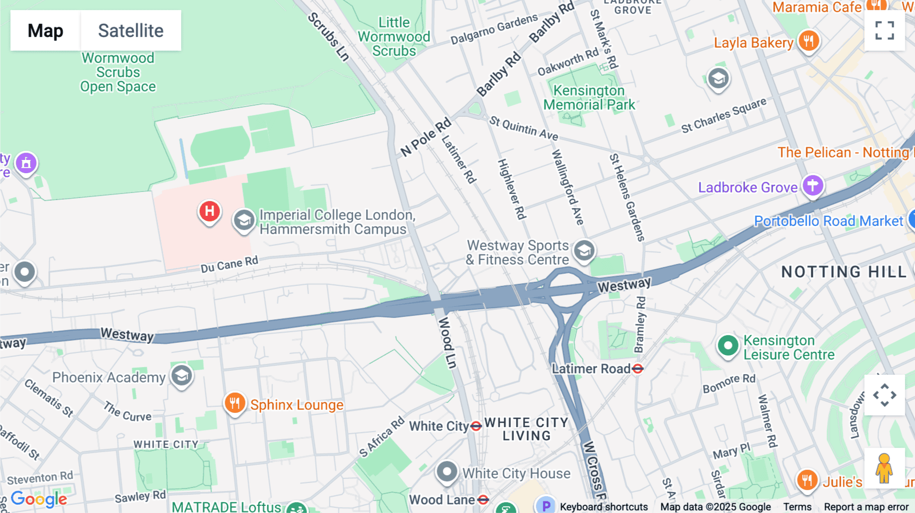 Click for interative map of 84 Wood Lane, White City, London