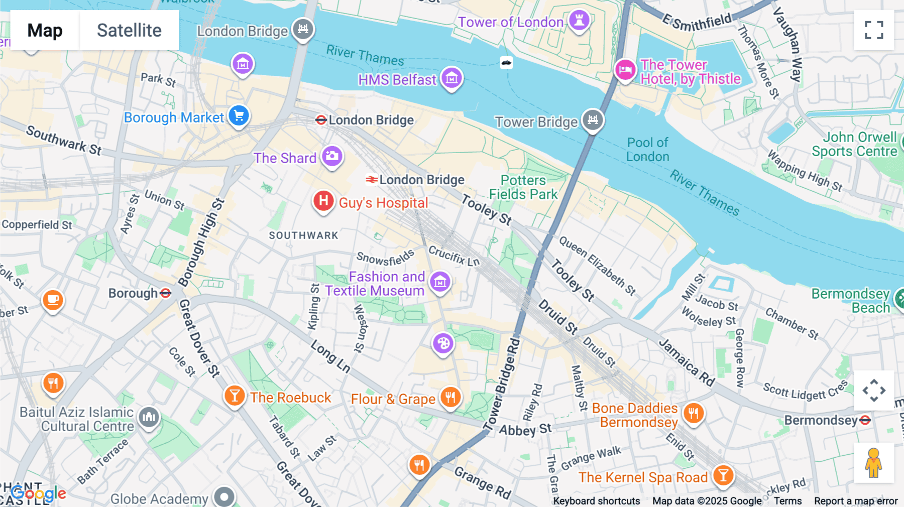 Click for interative map of 18 Crucifix Lane, London