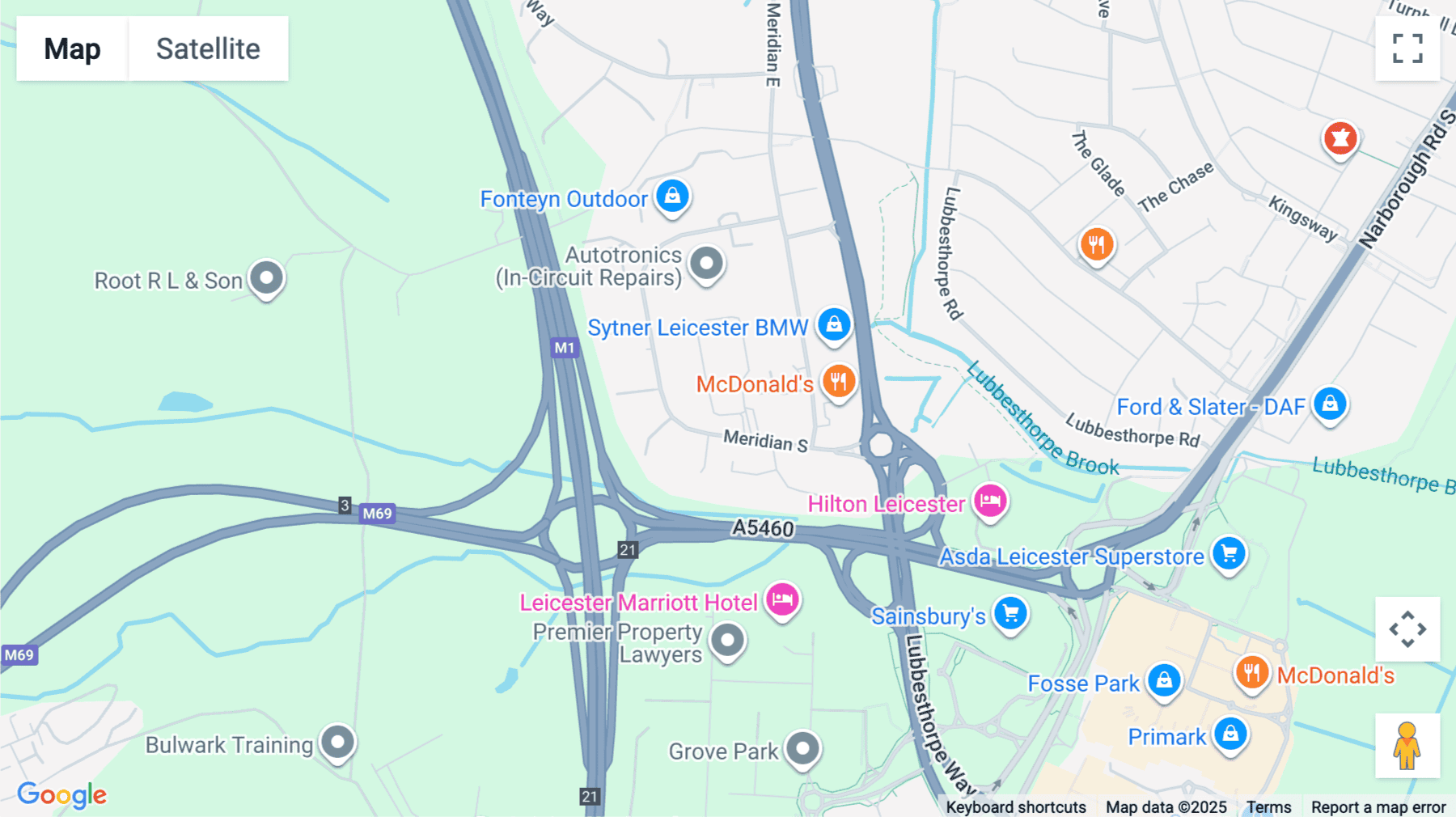 Click for interative map of 1 Meridian South, Meridian Business Park, Leicester