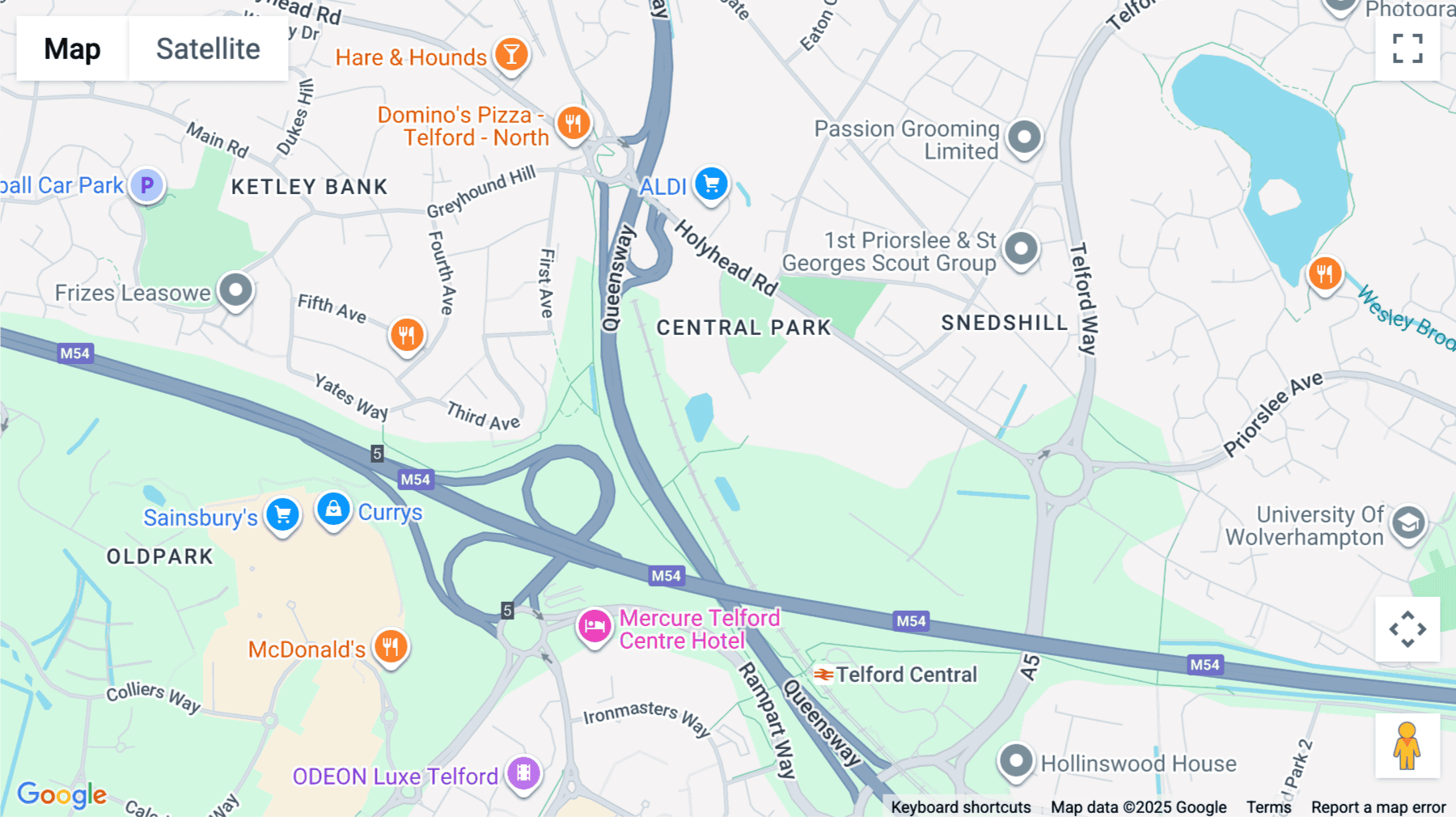 Click for interative map of St James' House, Central Park, Hollinswood Road, Telford
