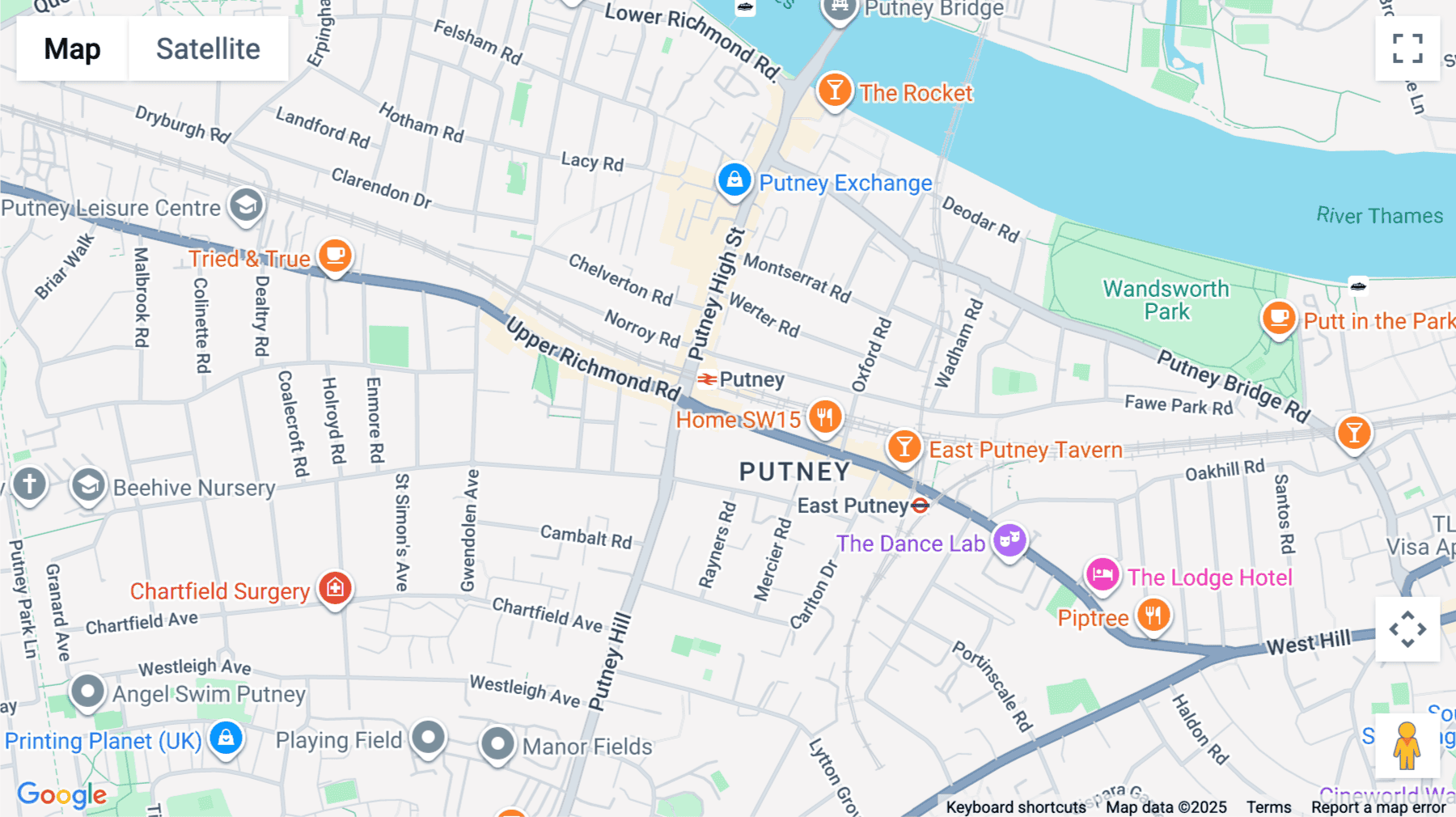 Click for interative map of 180/182 Upper Richmond Road, London