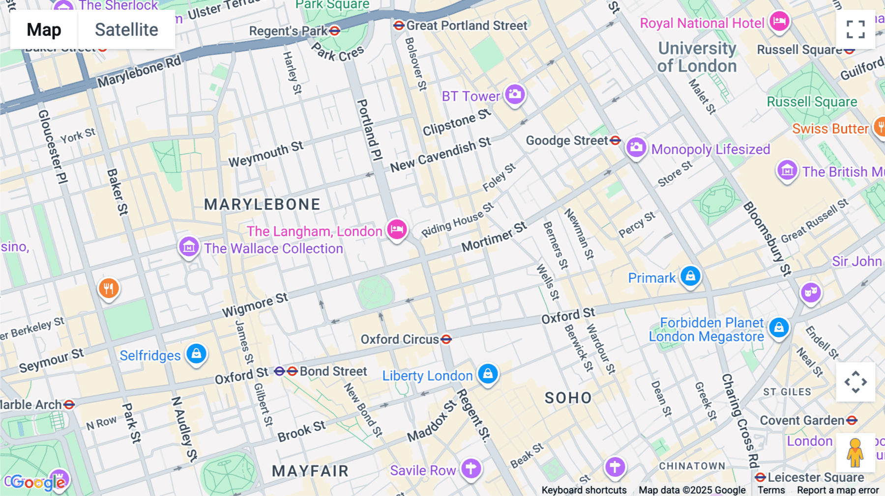 Click for interative map of 97 Mortimer Street, London