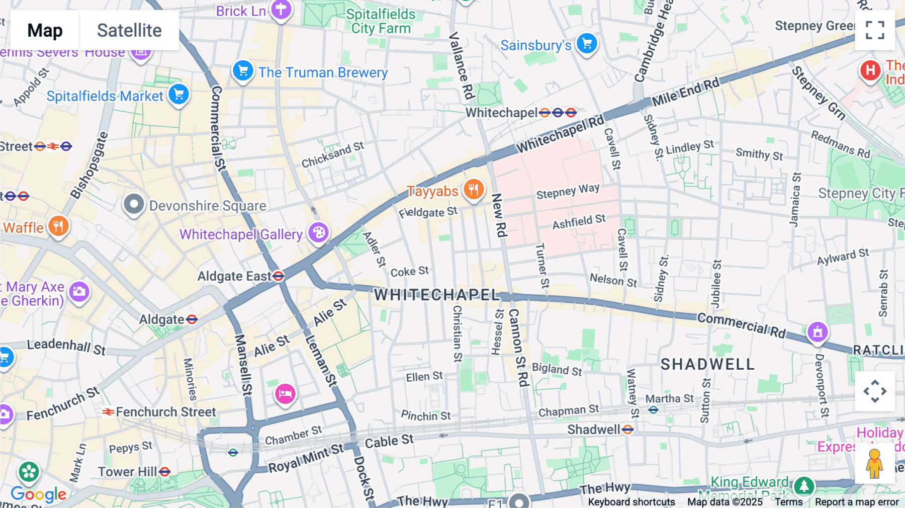 Click for interative map of 25 Settles Street, 2nd, 3rd and 4th Floors, London