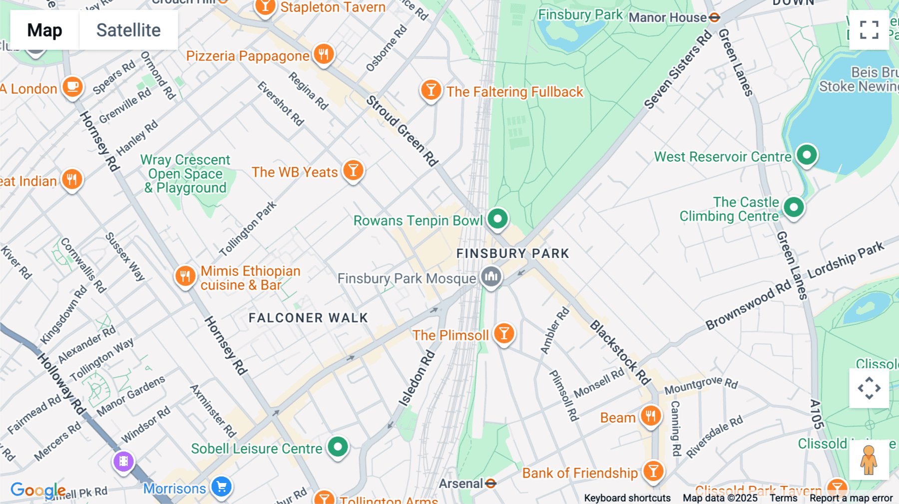 Click for interative map of Goodwin Street, Finsbury Park, London